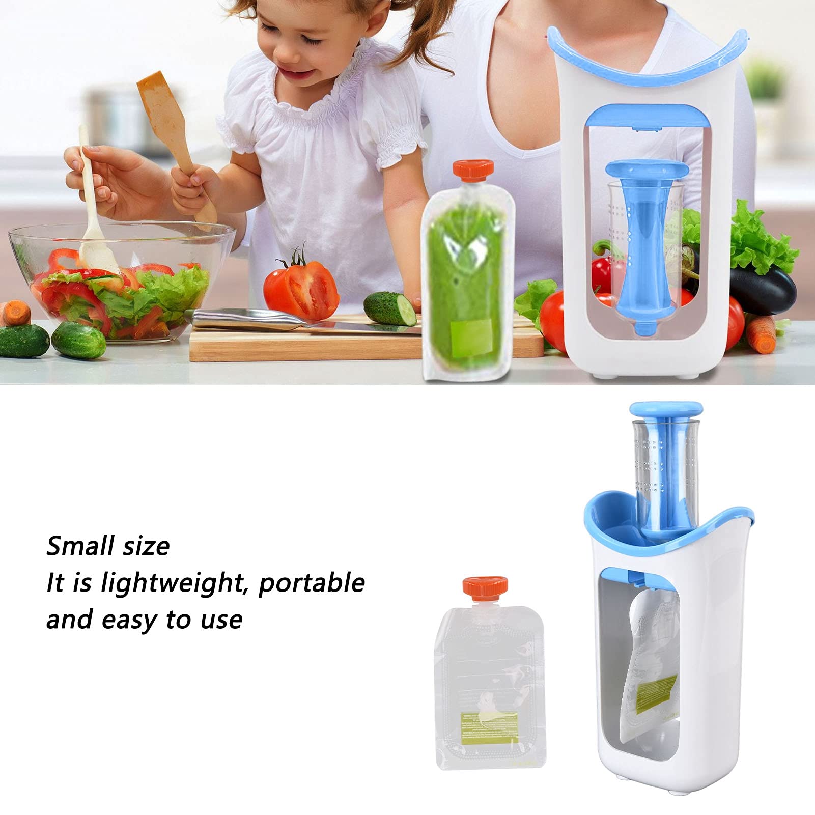 Baby Food Maker - Silicone Freezeable Puree Squeezer for Infants | Reusable Masher & Storage Container | Perfect for Home, Kitchen & Restaurant Use (Blue) | Ideal for Travel, Daycare & On-the-Go Feeding