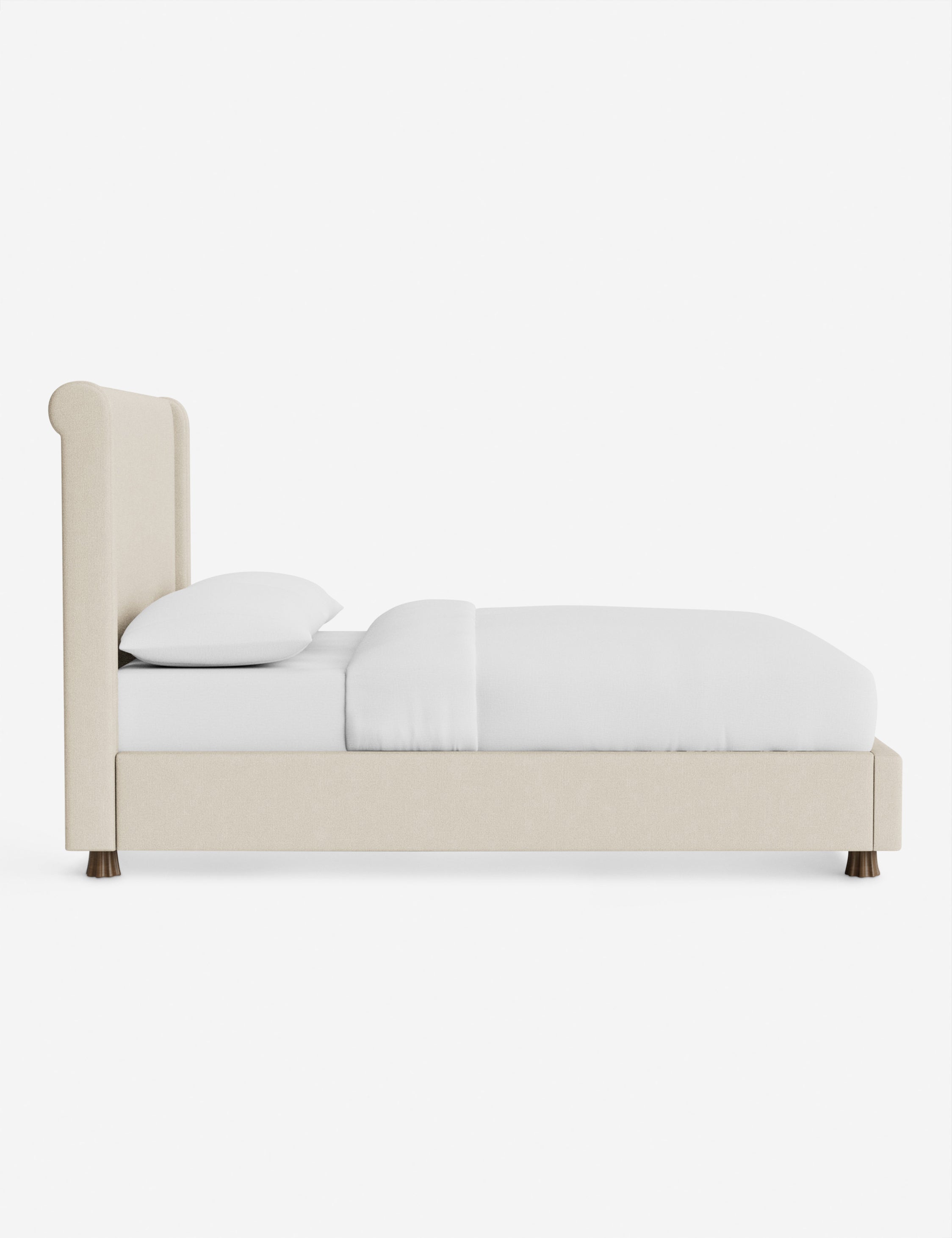 Domme Platform Bed by DISC Interiors - Modern Minimalist Wooden Bed Frame with Upholstered Headboard | Perfect for Contemporary Bedroom, Guest Room or Studio Apartment