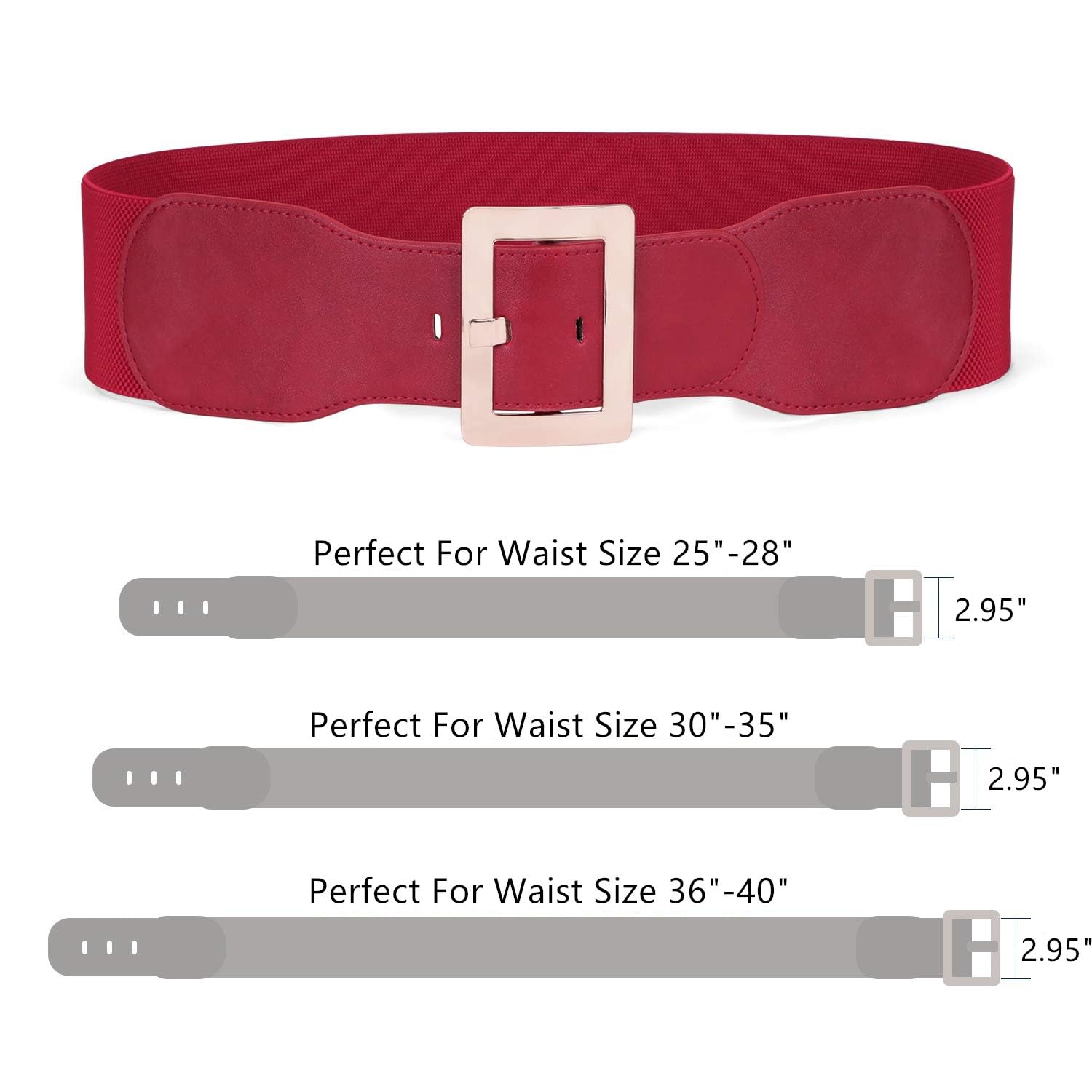 JASGOOD Women's Vintage Stretchy Elastic Waist Belt with Metal Buckle - Adjustable Dress Belt for Women, Perfect for Santa Costume, Holiday Parties & Vintage Fashion Outfits