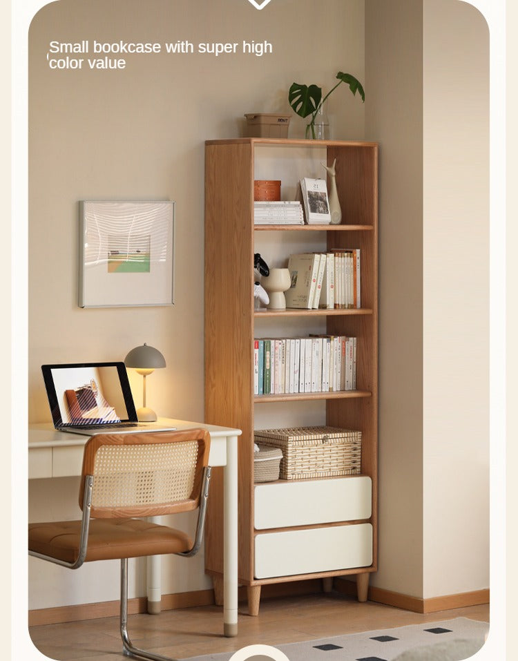 Solid Oak Wood Modern Bookcase Shelf - Stylish Storage for Living Room, Office & Bedroom - Perfect for Books, Decor & Organizing