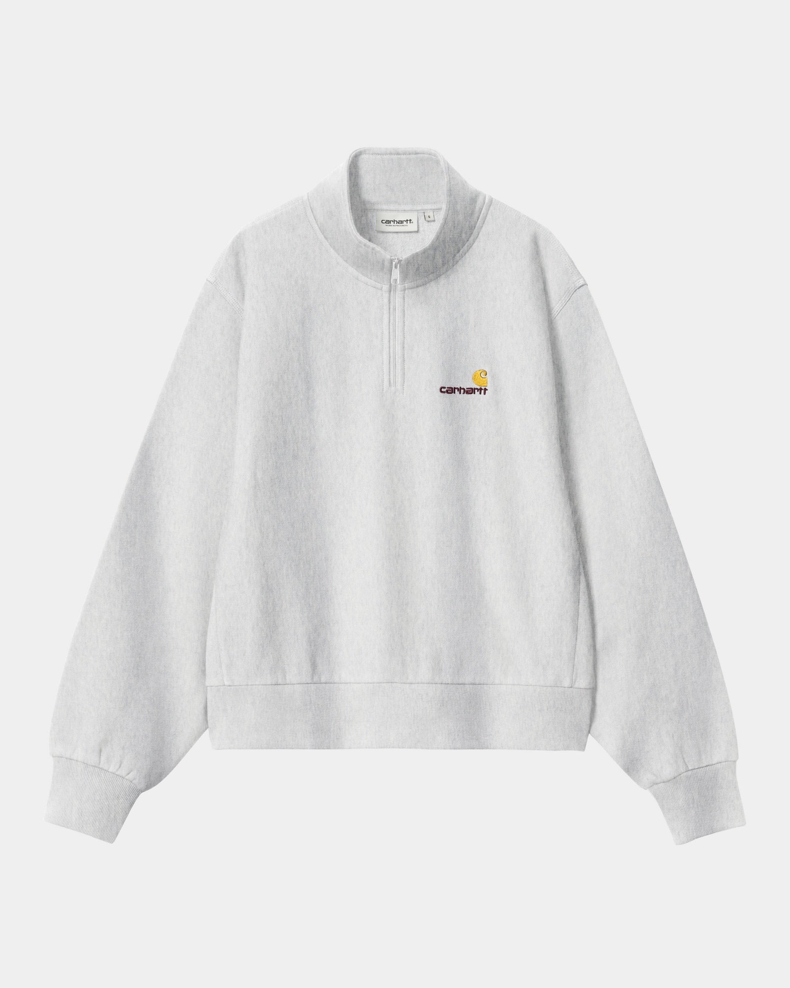 Women's High Neck Sweatshirt - American Script Pullover | Ash Heather Color | Casual Wear, Street Style & Loungewear
