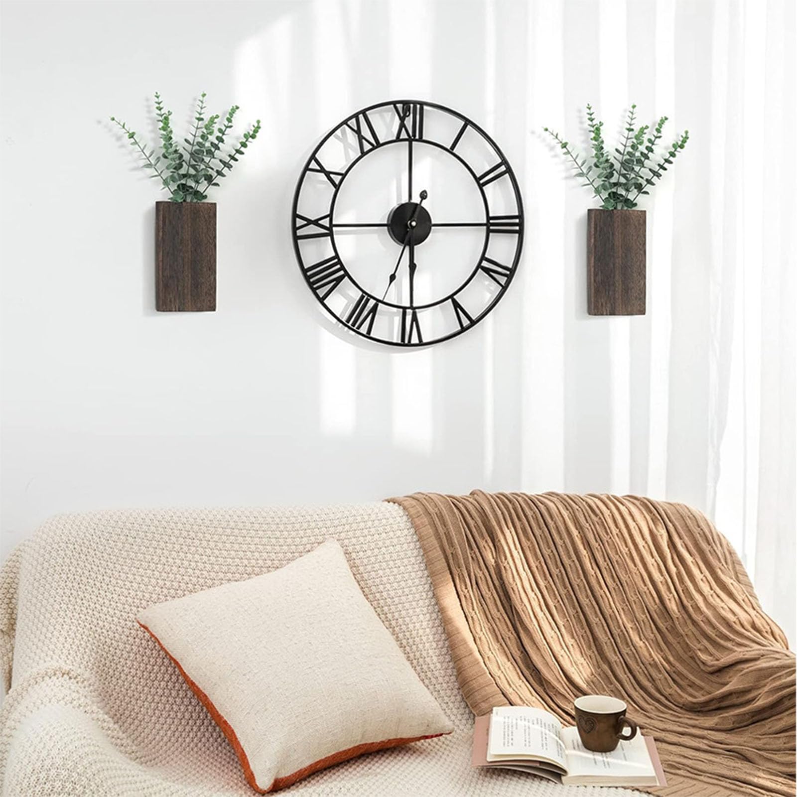 2PCS Wood Wall Planter Set - Modern Farmhouse Hanging Planter for Dried Flowers, Artificial Greenery & Succulents - Walnut Wooden Pocket Vase for Home, Office & Indoor Wall Decor - Perfect for Living Room, Bedroom & Kitchen Decor