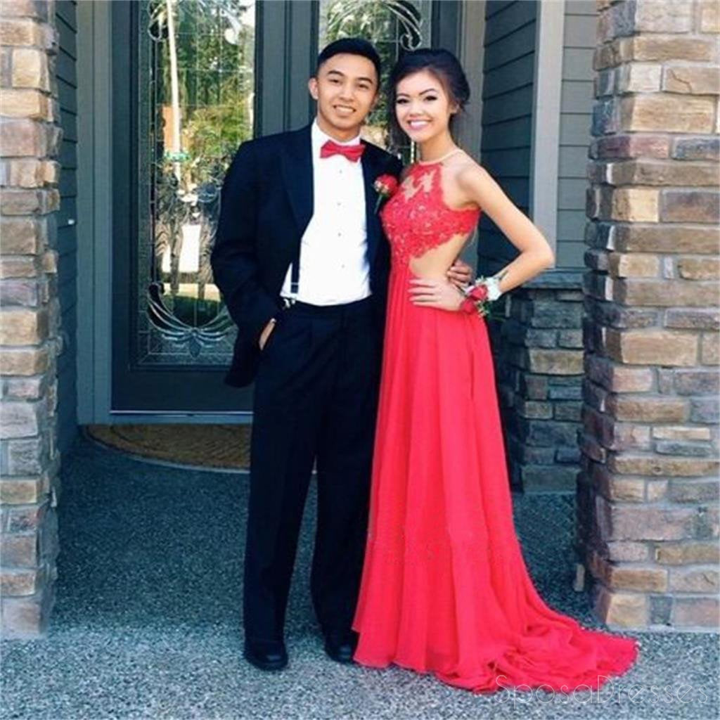 Elegant Long Red Backless Prom Dresses - Custom Evening Gowns for Formal Dances & Special Occasions | PD0033