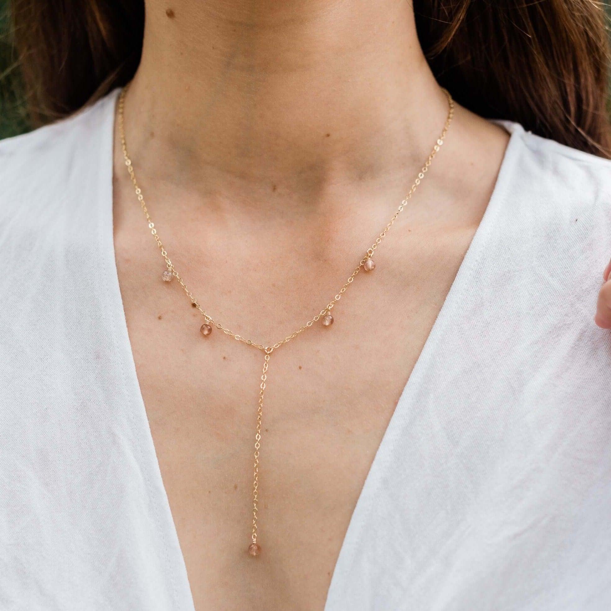 Sunstone Boho Lariat Necklace - Handmade Bohemian Layering Jewelry for Women | Perfect for Festivals, Weddings & Everyday Boho Chic Style