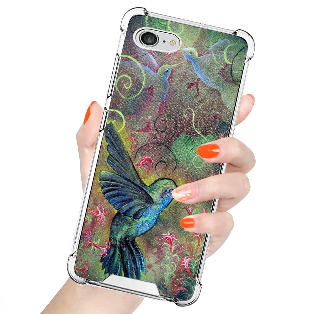 Premium Clear Shockproof Phone Case for iPhone 7/8/SE2 - Vibrant Hummingbird Design with Reinforced Corners | Slim Protective Cover for Everyday Use, Outdoor Activities & Travel