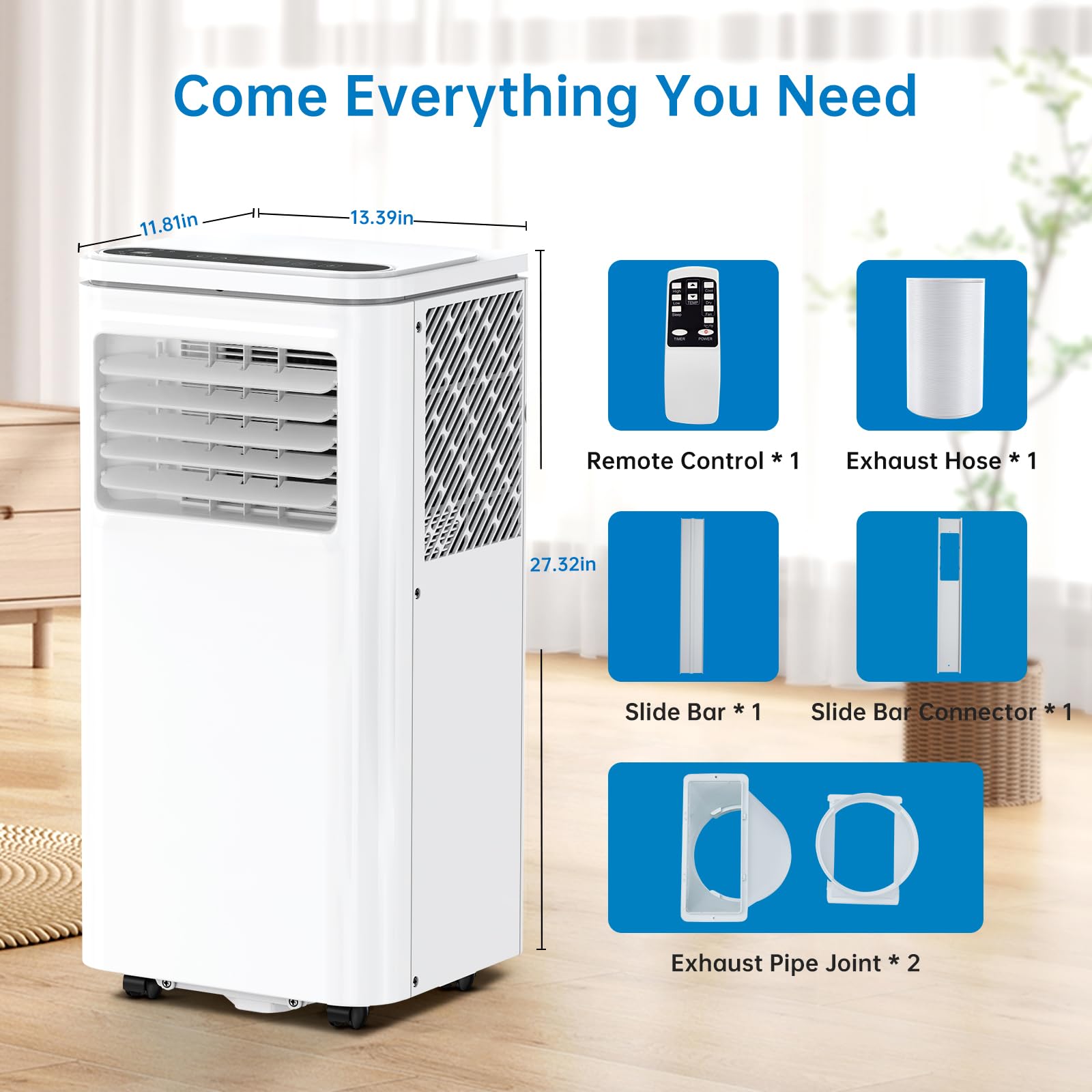 Portable Air Conditioner - 8000 BTU Cooling Power, Energy Efficient, Quiet AC Unit for Home & Office - Perfect for Bedrooms, Living Rooms & Small Spaces
