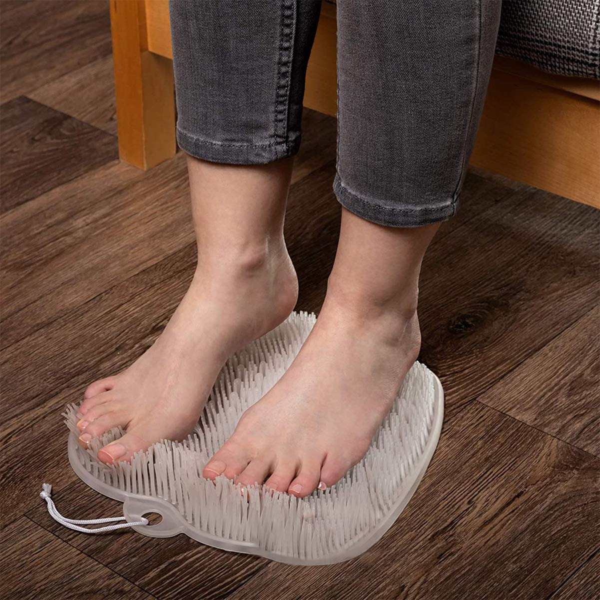 EXCEART Foot Massager Shower Mat - Non-Slip Bath Brush with Suction Cups for Dead Skin Removal & Foot Scrub - Exfoliating Foot Scrubber for Smooth Soles - Perfect for Relaxing Foot Care at Home or Spa