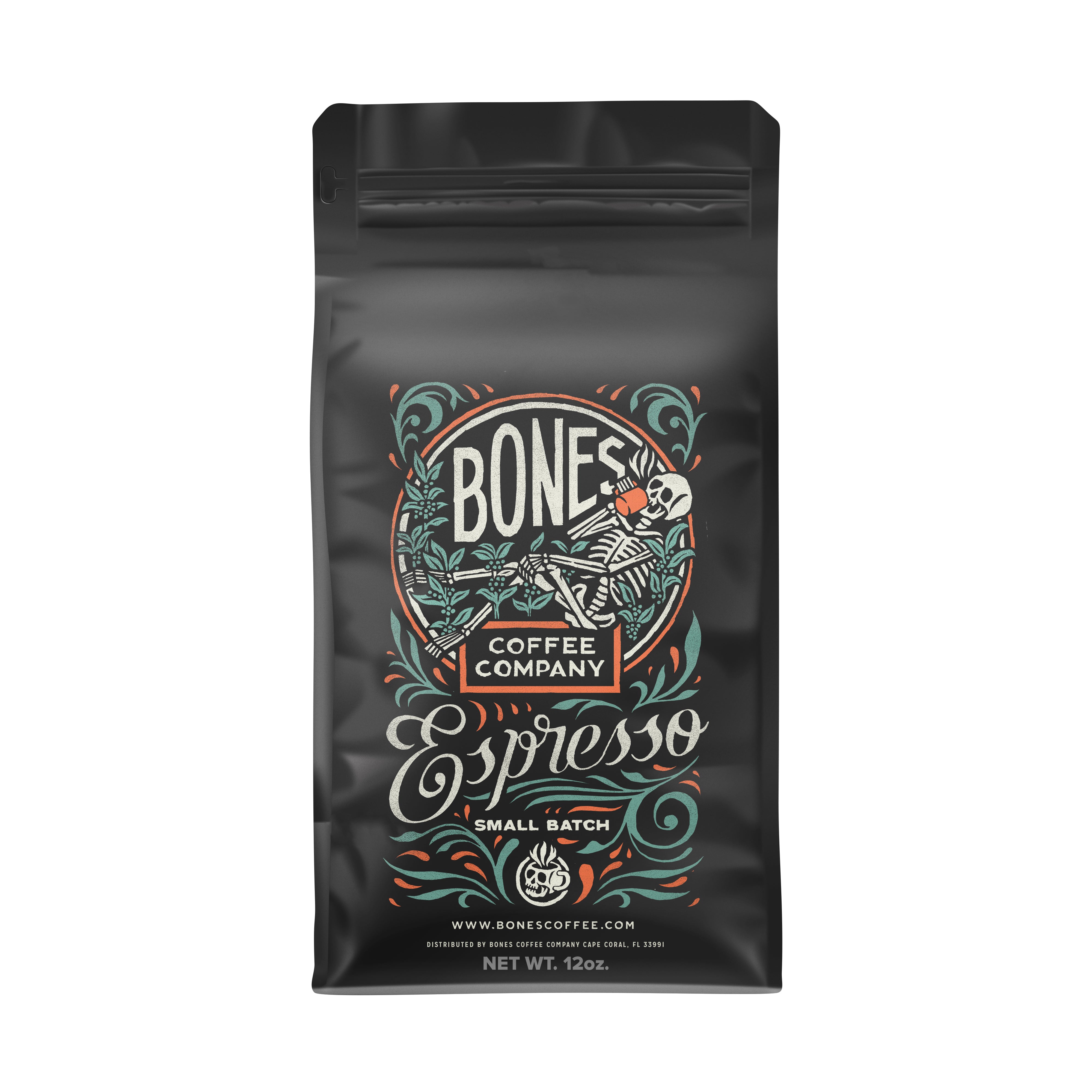 Bones Coffee Company Premium Espresso Beans - Rich & Bold Dark Roast for Espresso Machines - Perfect for Home Brewing, Cafes & Gifting