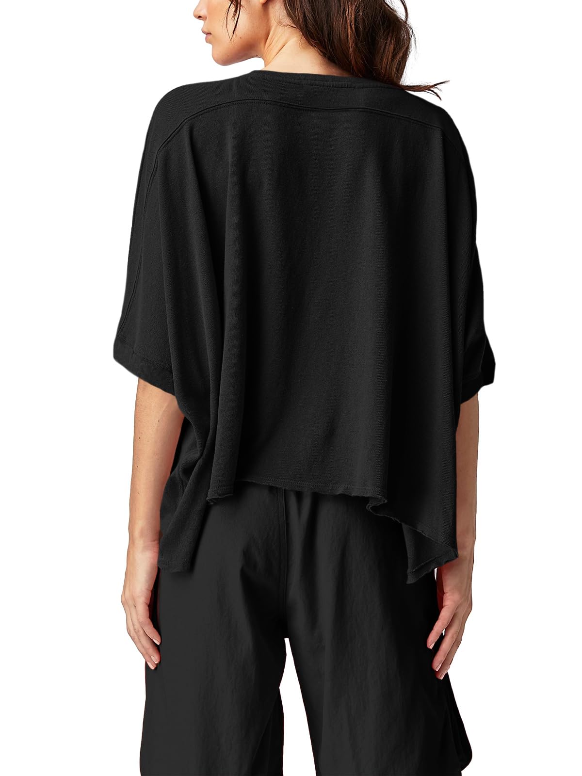 Tankaneo Women's Oversized Cropped T-Shirt - Summer Casual Short Sleeve Loose Fit Tee Top for Streetwear & Beach Outfits