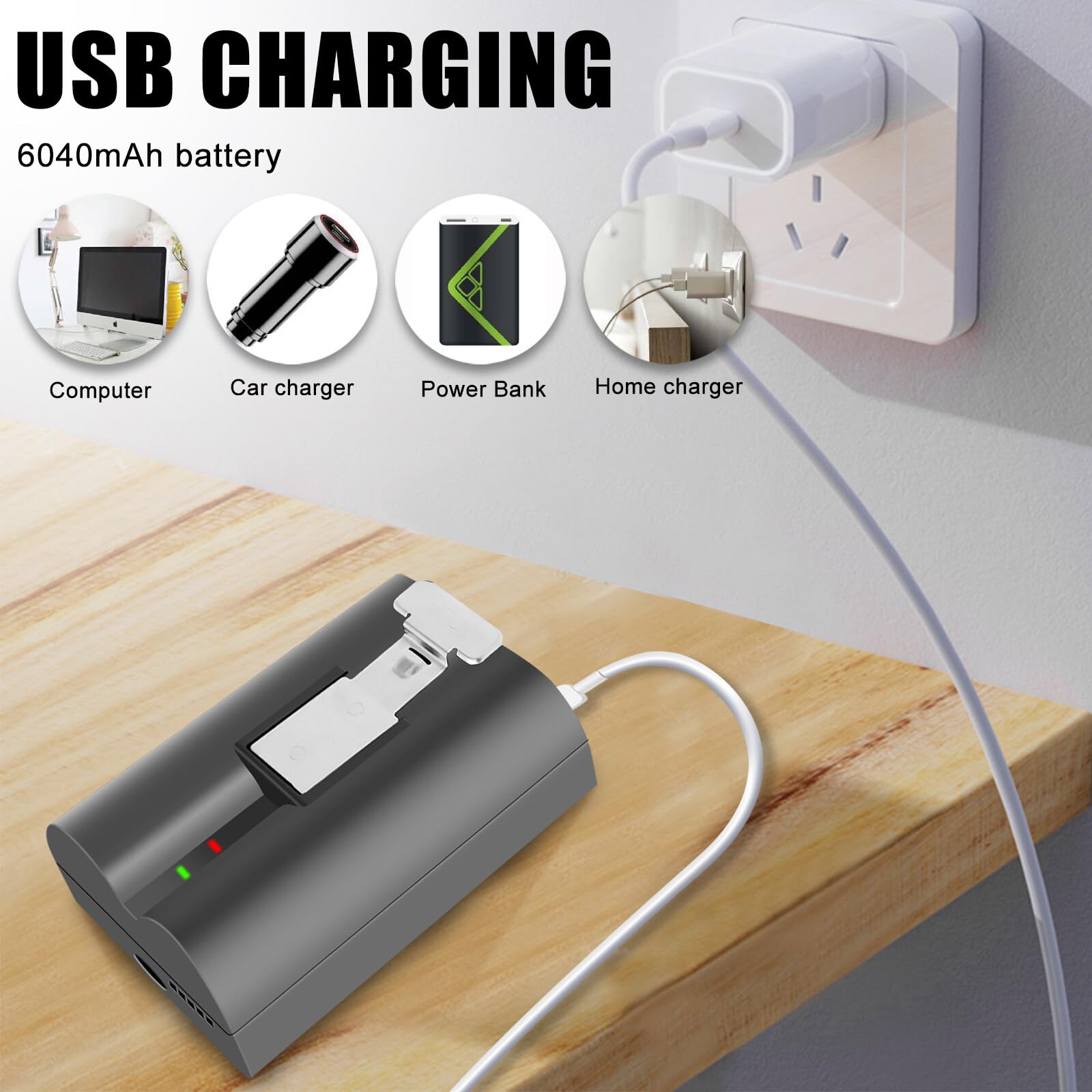 Acboor Ring Camera Battery - 6040mAh Rechargeable for Video Doorbell & Spotlight Cameras