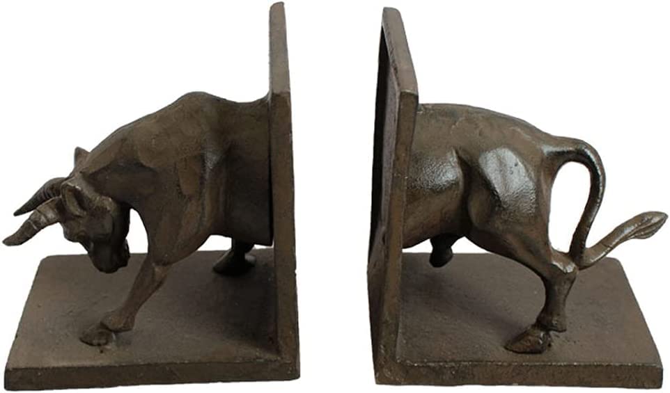 Unique Modern Iron Art Bullfighting Bookends - Heavy Duty Anti-Skid Book Stoppers for Office, Living Room & Meeting Room Decor - Perfect for Bookshelves, Home & Office Organization