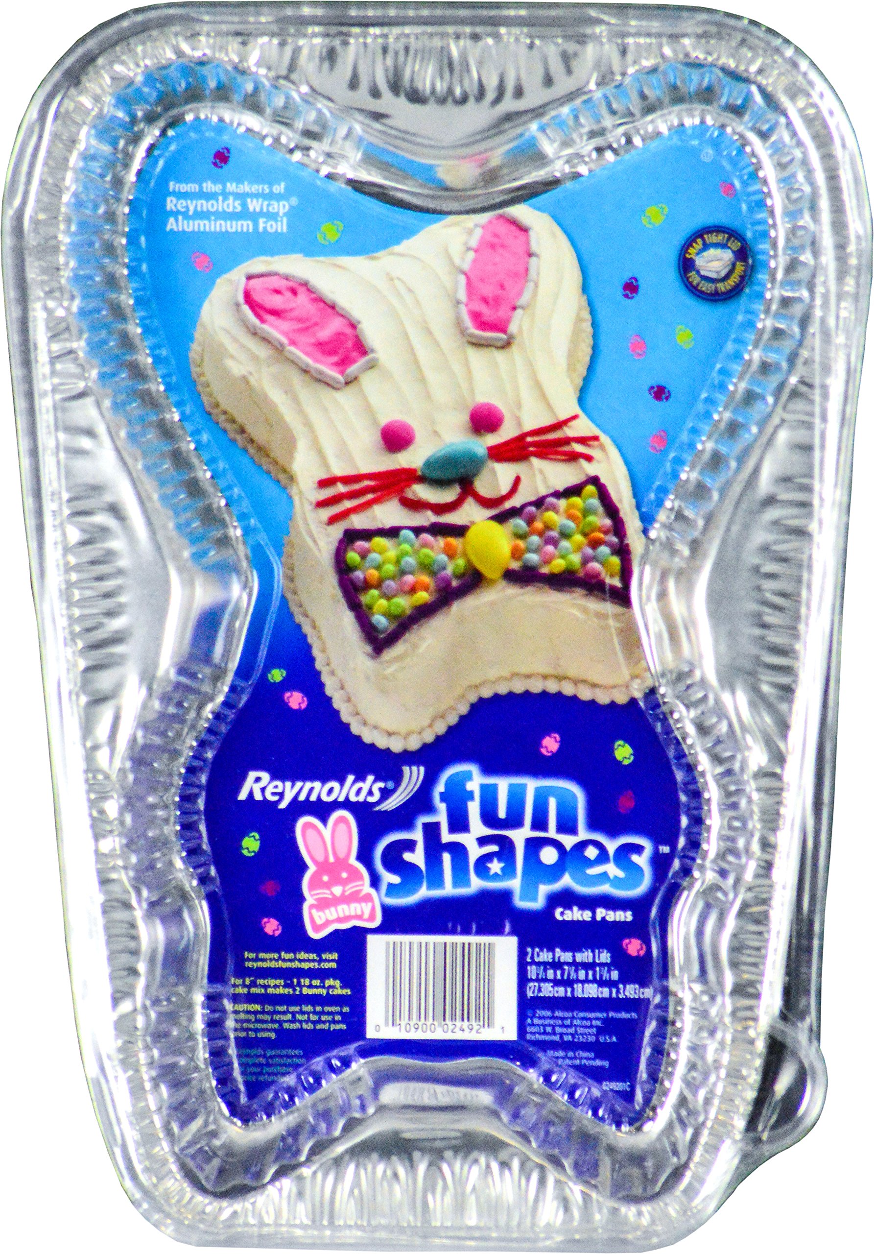 Reynolds Bunny Fun Shapes Foil Disposable Cake Pans Set of 2 with Lids - Perfect for Easter Baking, Birthday Parties & Holiday Treats