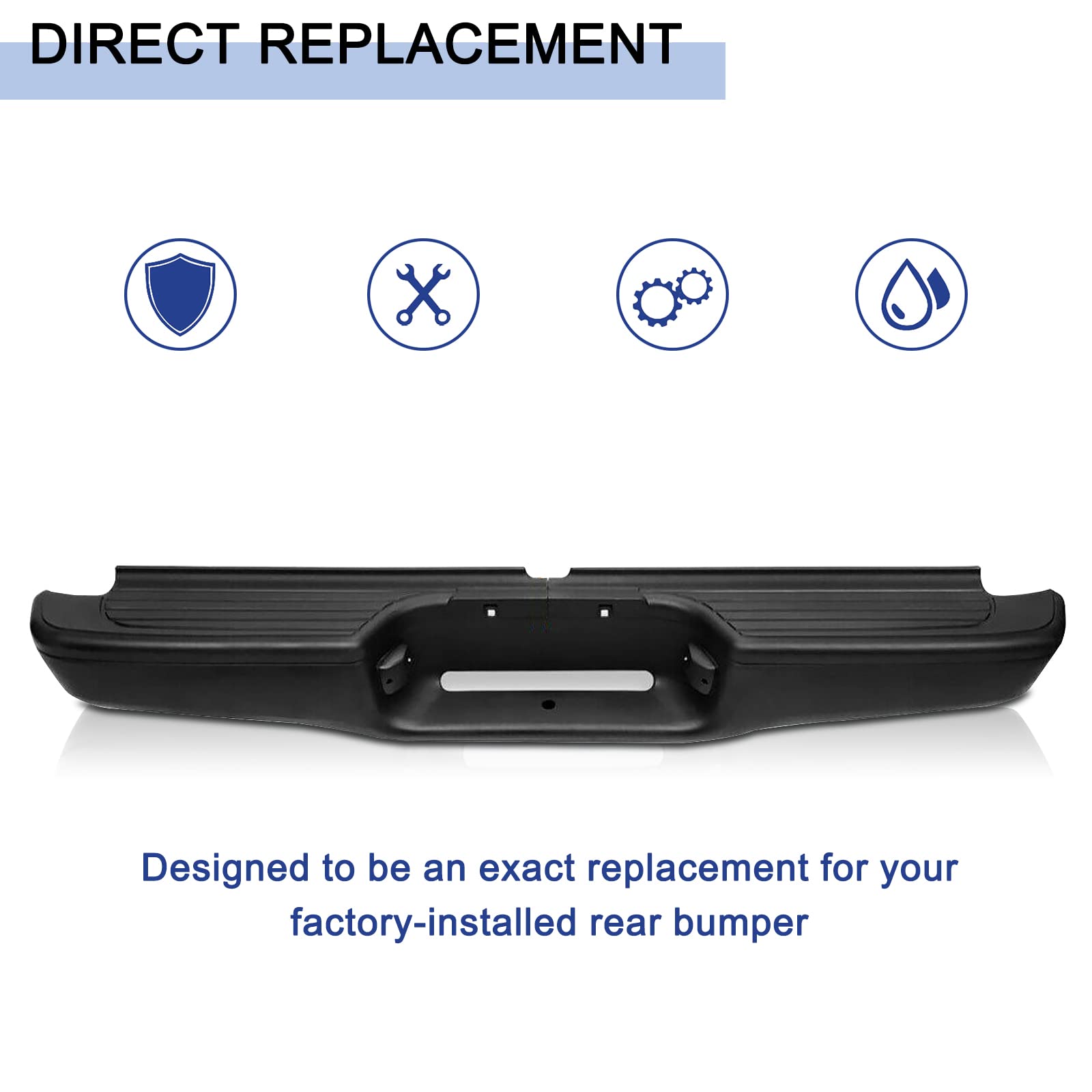 Rear Bumper Replacement for 1995-2004 Toyota Tacoma - TO1102214 2283598201 Black Steel Bumper - Perfect for Off-Roading & Truck Upgrades
