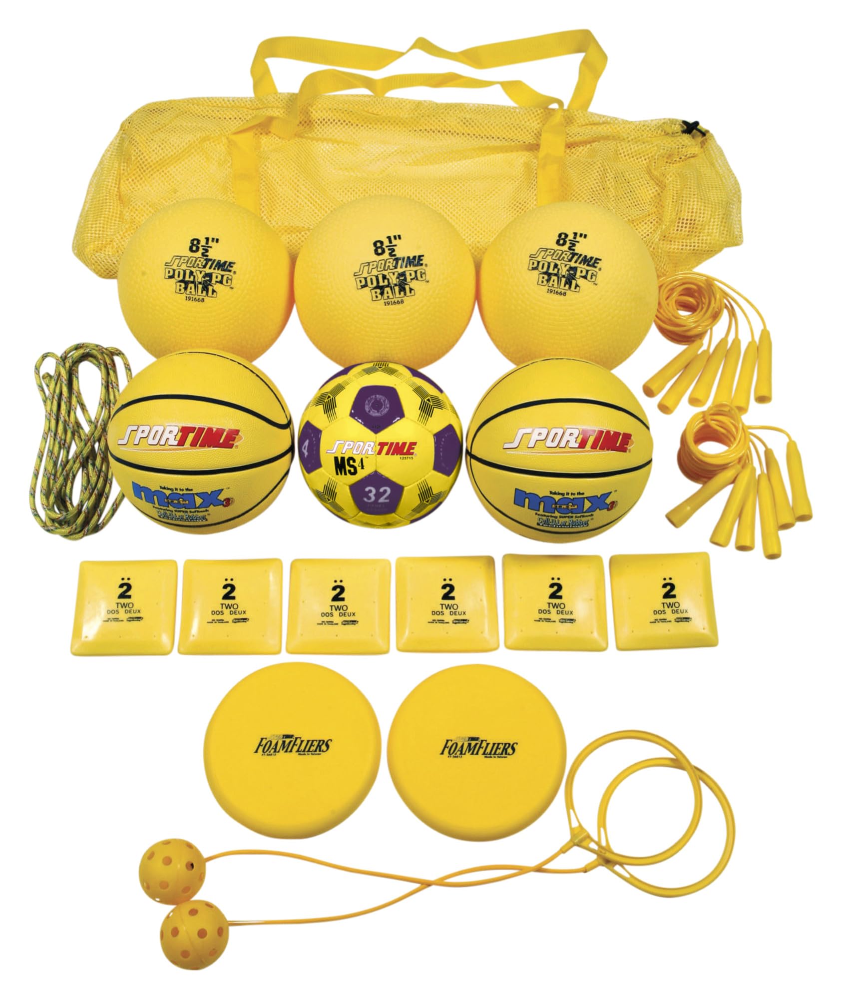 Sportime Recess Pack - Yellow Grade 1 Set of 19 Playground Equipment for Elementary School Outdoor Activities