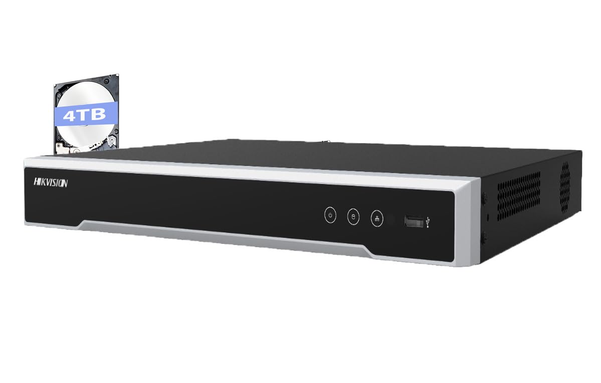 HIKVISION DS-7616NI-Q2/16P 16CH 4K NVR with 4TB HDD - 8MP PoE Network Video Recorder with Built-in 16 Ports, H.265+, Dual SATA - Compatible with Hik-Connect App for Home & Business Security Surveillance System