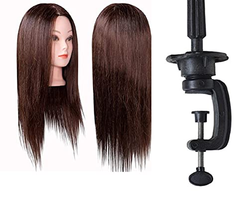 IYAAN 30 Inch Long Dark Brown Synthetic Hair Mannequin Head with Stand - Professional Hair Styling Training Dummy for Cutting, Coloring & Braiding Practice - Perfect for Salon Students & Home Use