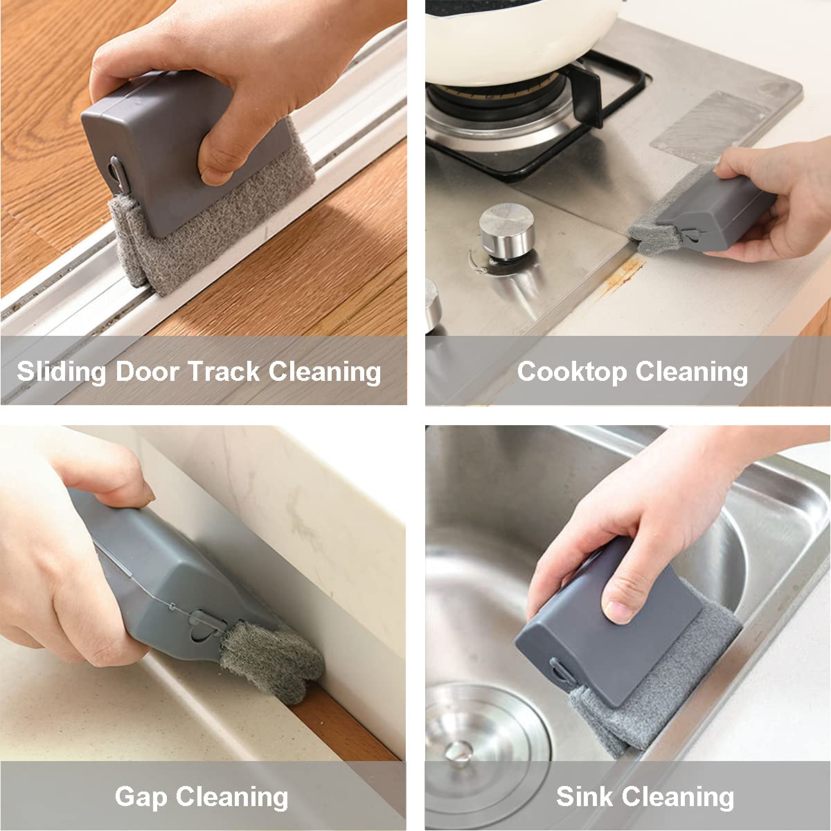 2 Pack Magic Window Cleaning Brush - Thickened Handheld Crevice Cleaner Tools for Deep Corners & Gaps - Perfect for Kitchen, Bathroom, Doors & Window Grooves - Gray (3.54x3.15x1.38in) - Ideal for Hard-to-Reach Areas & Detailed Cleaning Tasks