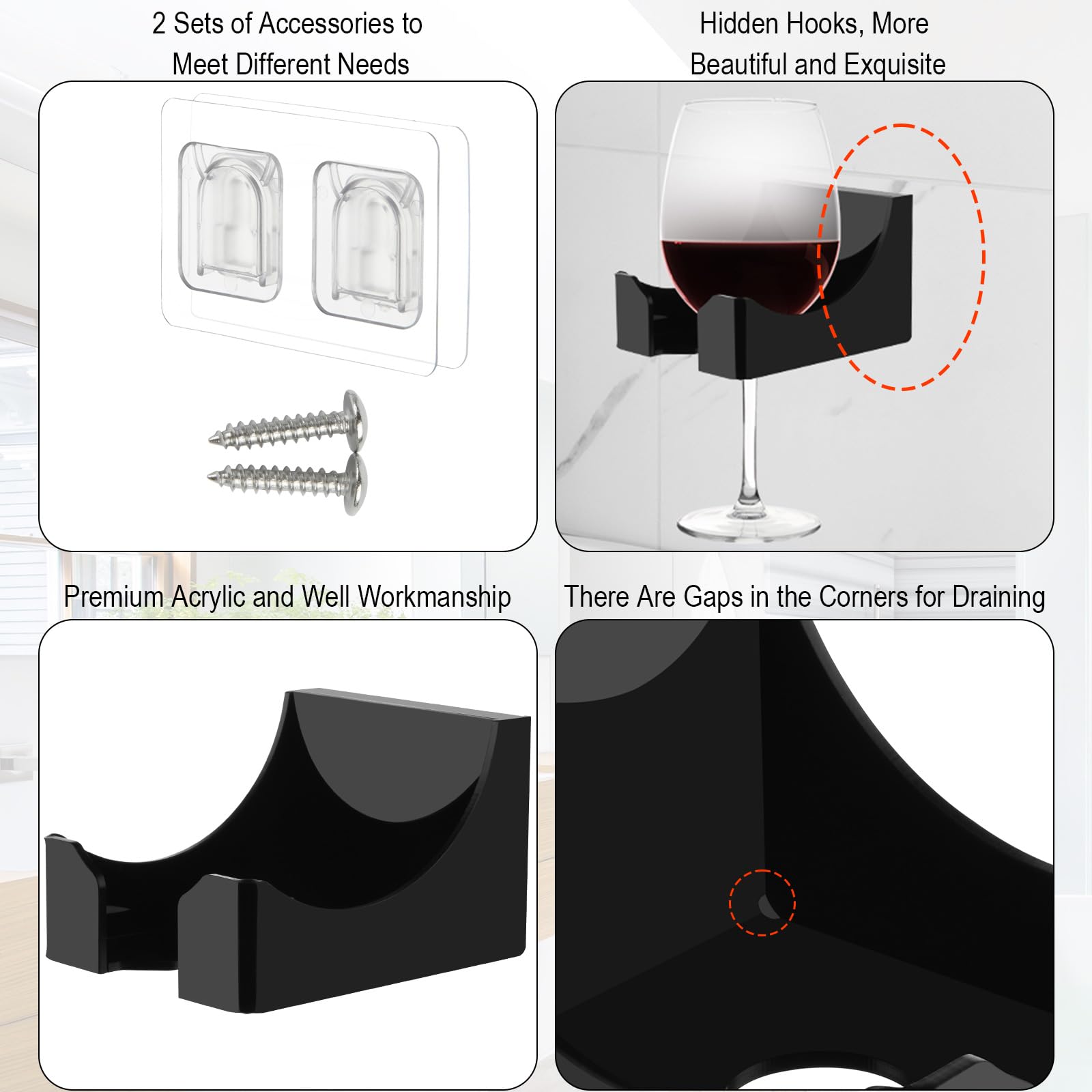 Beautyflier Acrylic Drink Holder for Wine, Beer, Coffee & Beverages - Bathtub & Shower Cup Holder - Perfect for Relaxing Baths, Spa Days & Poolside Lounging (Black, 1-Pack)