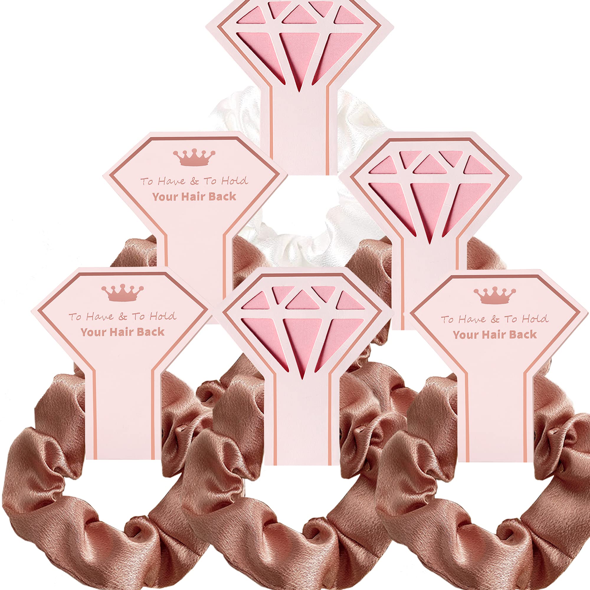 6-Piece Rose Gold Bridesmaid Scrunchies Set - Bachelorette Party Hair Ties, Bridal Party Gifts & Bride Tribe Favors - Perfect for Wedding Proposals, Bridal Showers & Keeping Hair Stylish