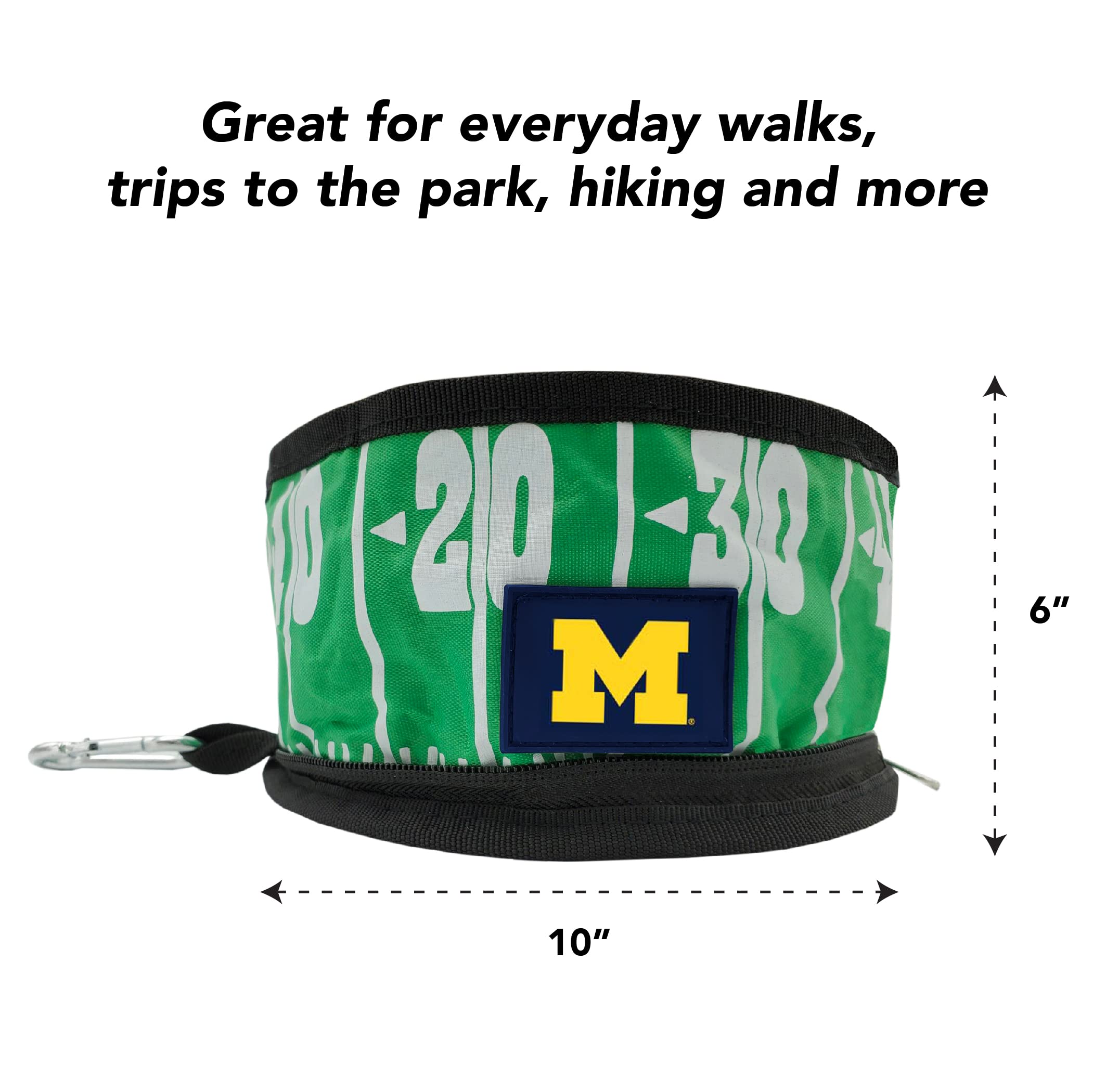 NCAA Michigan Wolverines Pet Travel Bowl Set - 2 Pack Collapsible Dog Food & Water Bowls, Portable & Lightweight Leak-Proof Design for Hiking, Camping, and Road Trips