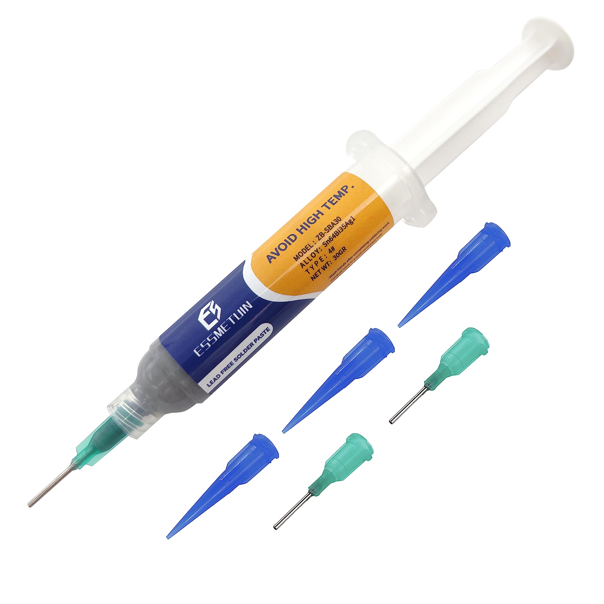 Essmetuin No-Clean Solder Paste (Sn64Bi35Ag1) - 30g Silver Tin Alloy for Electronics Soldering | Perfect for PCB Repair, DIY Projects & Circuit Board Assembly