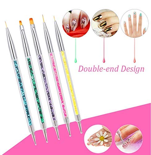 5 Pcs Nail Art Brush Set - Professional Point Drill Drawing Pen, Manicure Care Tool, Acrylic UV Gel Liner, 3D Glitter Polish Pen & Dotting Tools for DIY Nail Designs | Perfect for Salon, Home Manicure & Nail Art Enthusiasts