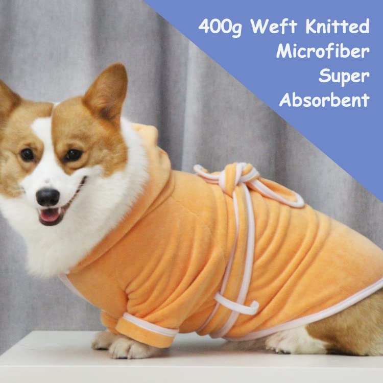 **Premium Dog Bathrobe - Hooded Absorbent Microfiber Pet Towel for Quick Drying & Warmth - Puppy, Small, Medium, Large Dogs & Cats - Orange XL - Perfect for Post-Bath, Grooming & Cozy Lounging**