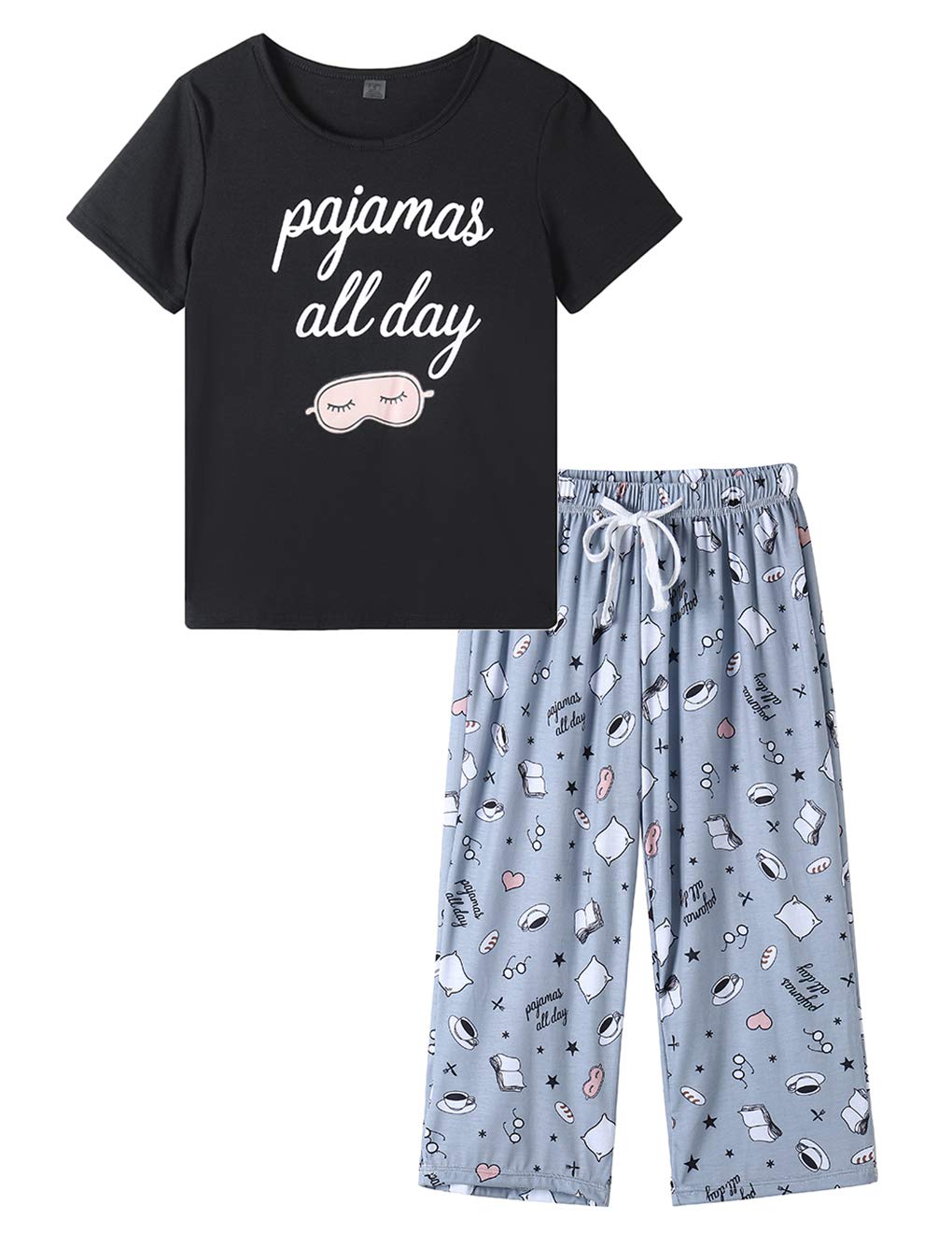 Ventelan Women's Capri Pajama Set - Plus Size Sleepwear for Lounge & Sleep