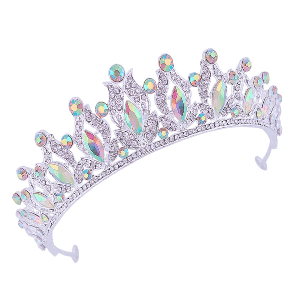 Sparkling Colored Diamond Crystal Crown Headband for Women – Elegant Bridal Wedding Headpiece, Bride Headdress & Hair Comb – Perfect for Weddings, Prom, Pageants, and Special Occasions