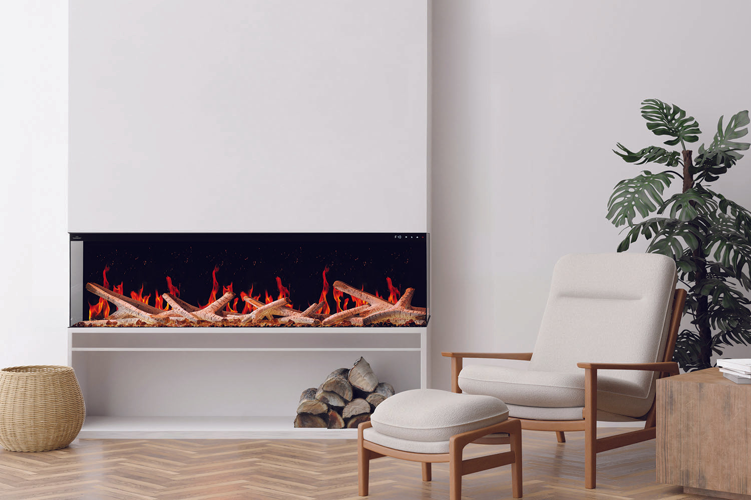 Napoleon Luminex 65-Inch LCD Virtual Smart Multi-Sided Built-In Electric Fireplace - Modern Heating Solution for Living Room, Bedroom & Office