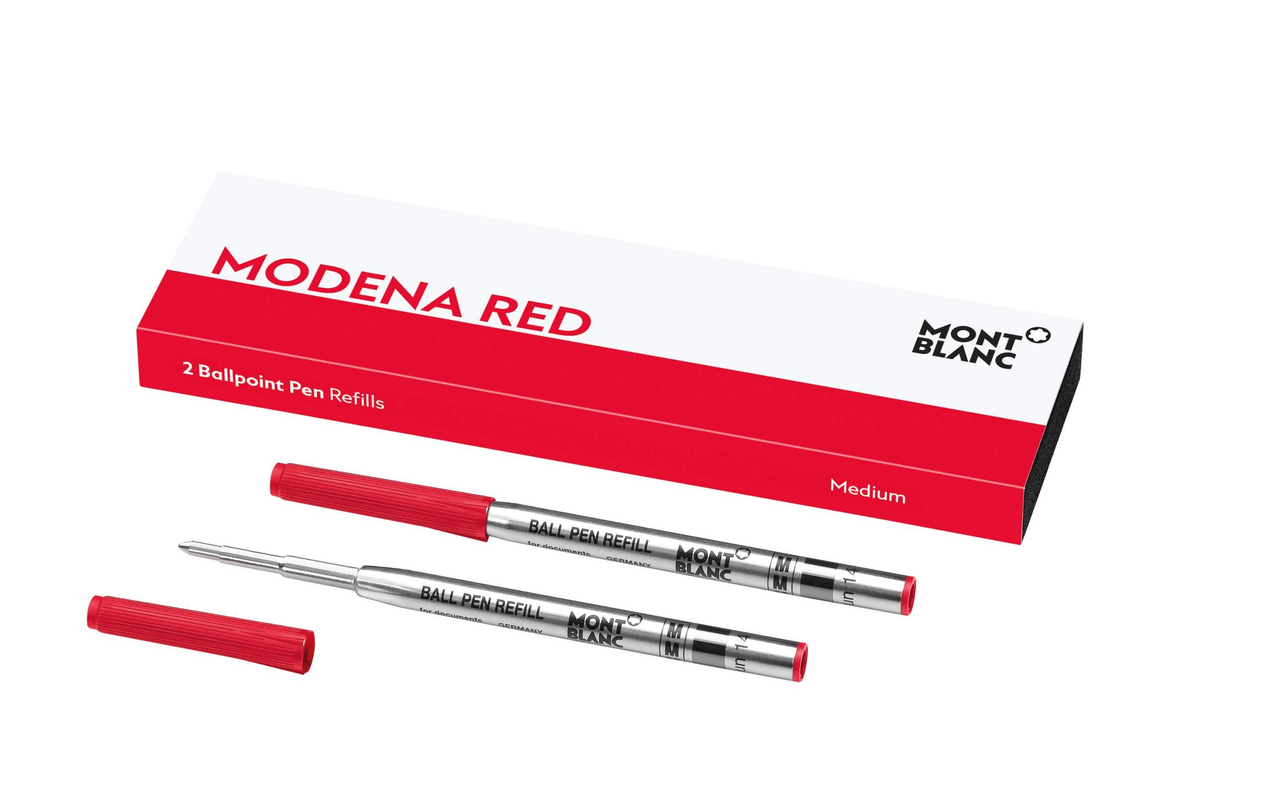 Montblanc Ballpoint Pen Refills (M) Modena Red 124516 - Medium Tip Refill Cartridges for Montblanc Ball Pens - 2 Pack Red Ink Refills - Perfect for Office, Business Signatures & Luxury Gift Giving