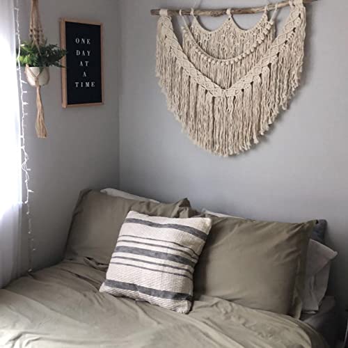 Handmade Macrame Wall Hanging - Boho Chic Tapestry for Bedroom & Dorm Decor | Natural Cotton Yarn Woven Wall Art | Aesthetic Bohemian Headboard & Room Accent | Perfect for Cozy Spaces, Meditation Rooms & Boho Home Styling