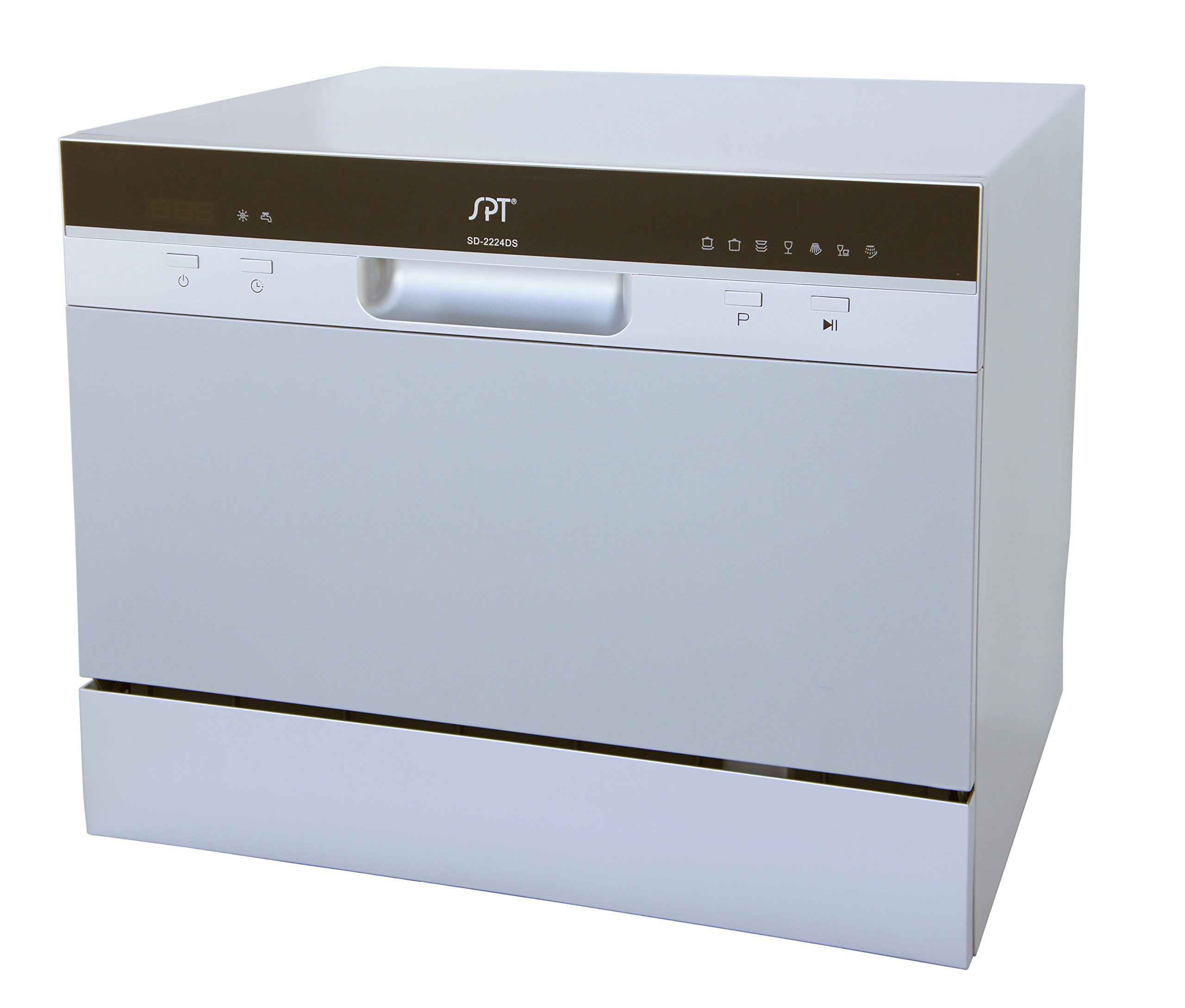 SPT SD-2224DSB ENERGY STAR Certified Compact Countertop Dishwasher with Delay Start Timer, LED Display - Silver | Space Saving for Apartments, Dorms, RVs & Small Kitchens