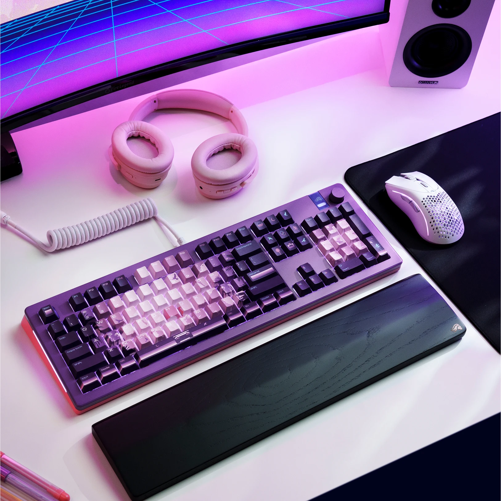 GPBT Synth Sunset Keycaps - Premium Custom Mechanical Keyboard Keycap Set for Typing & Gaming | Perfect for PC, Mac, RGB Builds & Streamer Setups
