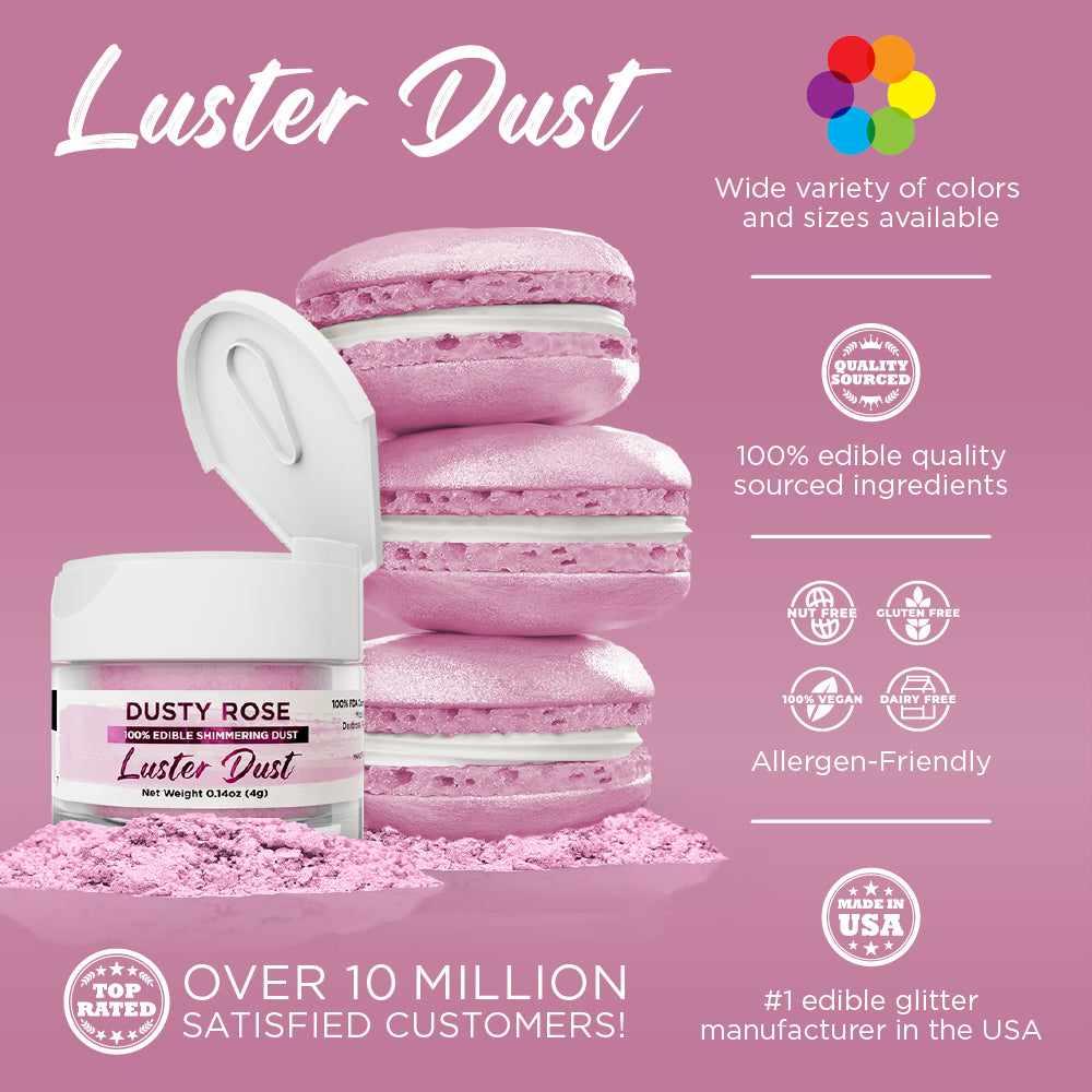 Premium Edible Dusty Rose Luster Dust for Cake Decorating - 1lb Bulk Size - Perfect for Wedding Cakes, Cupcakes & Dessert Garnishing