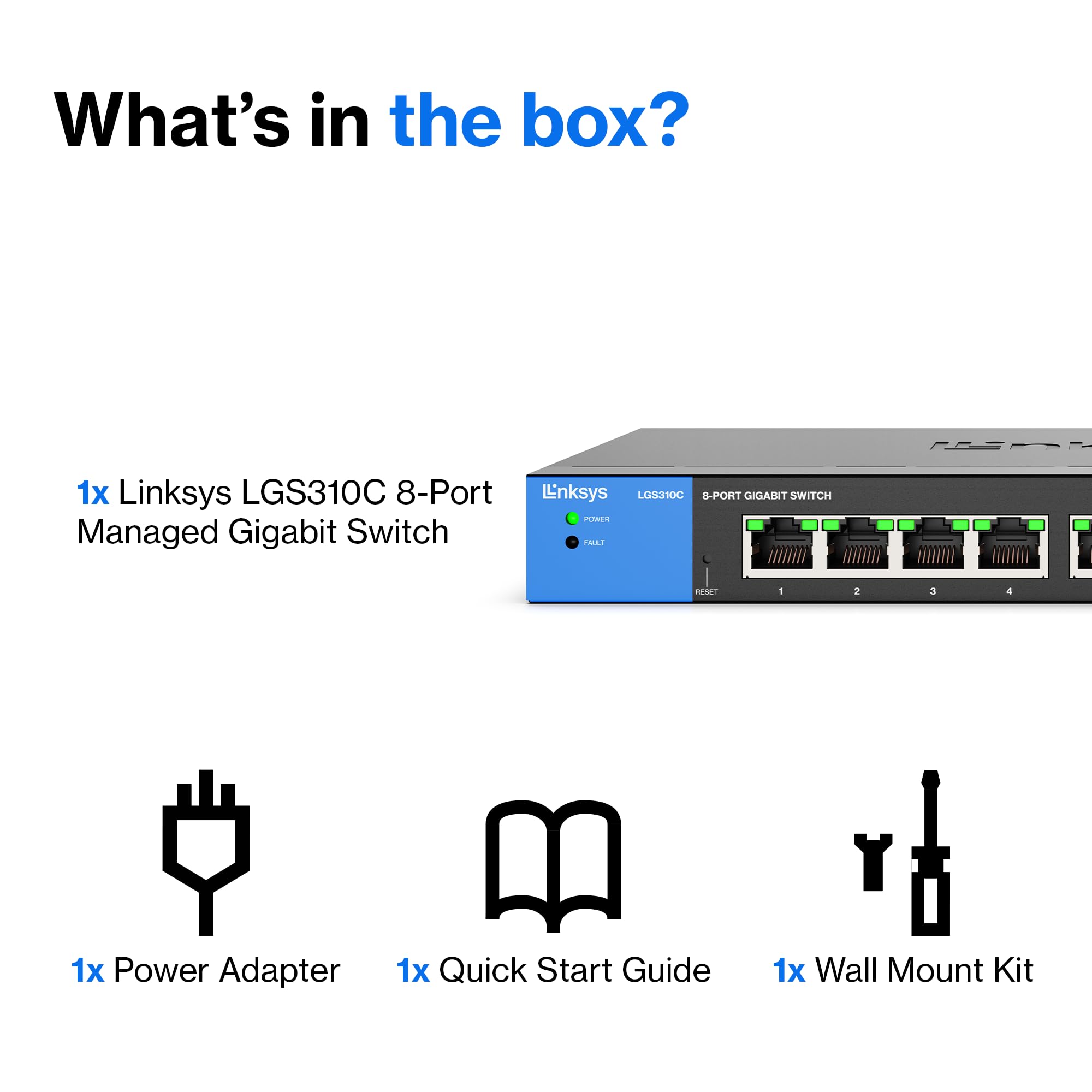 Linksys LGS310C 8-Port Gigabit Managed Network Switch with 2 SFP Uplink Ports - Advanced Security, QoS, VLAN, Static Routing | Metal Housing, Desktop/Wall Mount | Ideal for Small Business Networks, Office & Home Server Setups