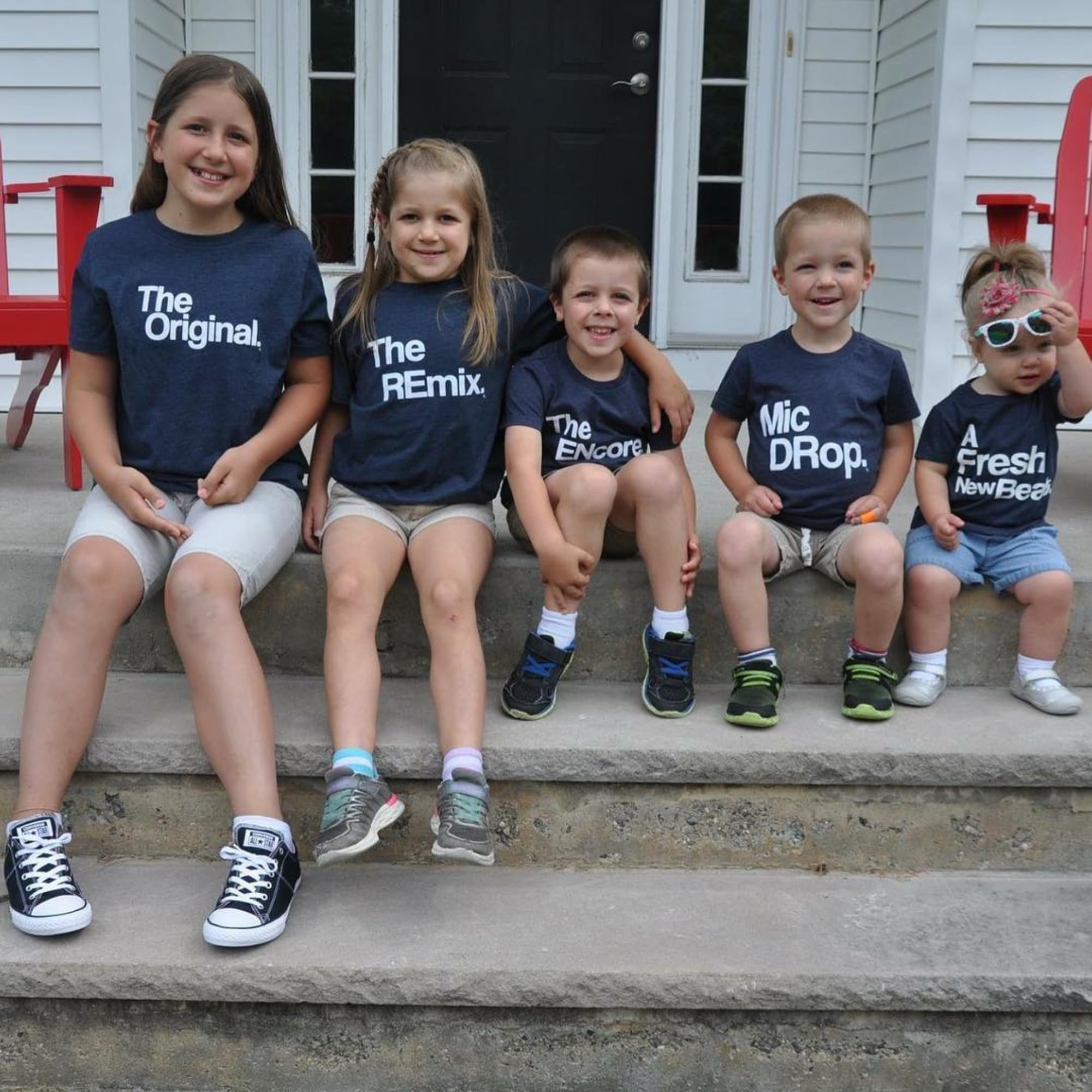 Pregnancy Announcement for Siblings - Big Brother Big Sister Reveal Shirt Set of 5 for Baby & Toddler - Gender Reveal Gift, Family Matching Outfits for Pregnancy Photos & Special Occasions