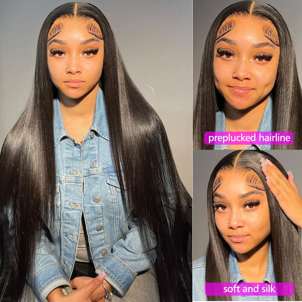 13x4 Straight Lace Front Wigs Human Hair - Pre Plucked 180% Density HD Transparent Frontal Wig for Black Women with Baby Hair (22 Inch) | Natural Look for Daily Wear, Parties & Special Occasions