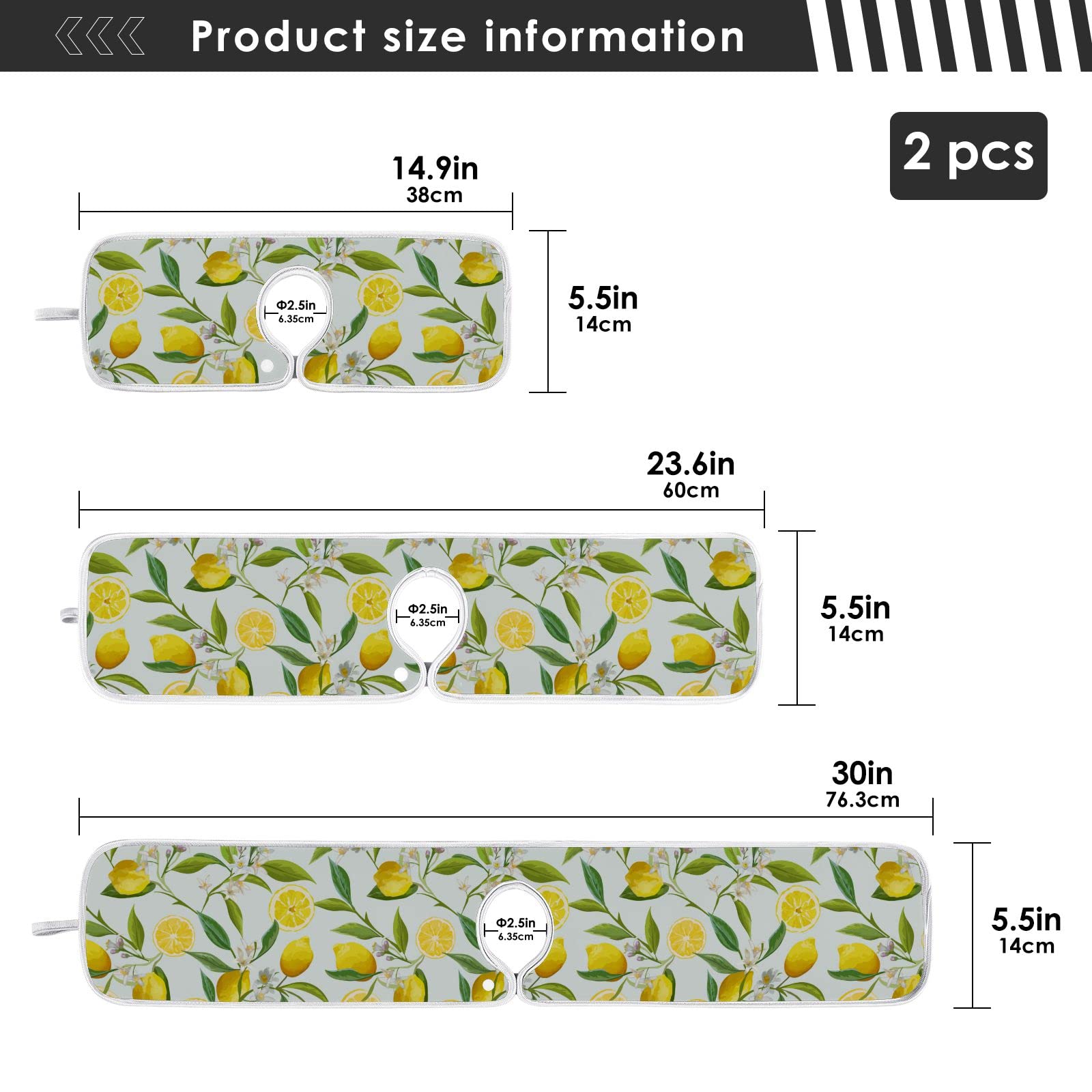 2 Pack Lemon Floral Faucet Splash Catcher - Absorbent Sink Mat, Drip Guard, Drying Mat for Kitchen, Perfect for Faucet Protection and Countertop Maintenance