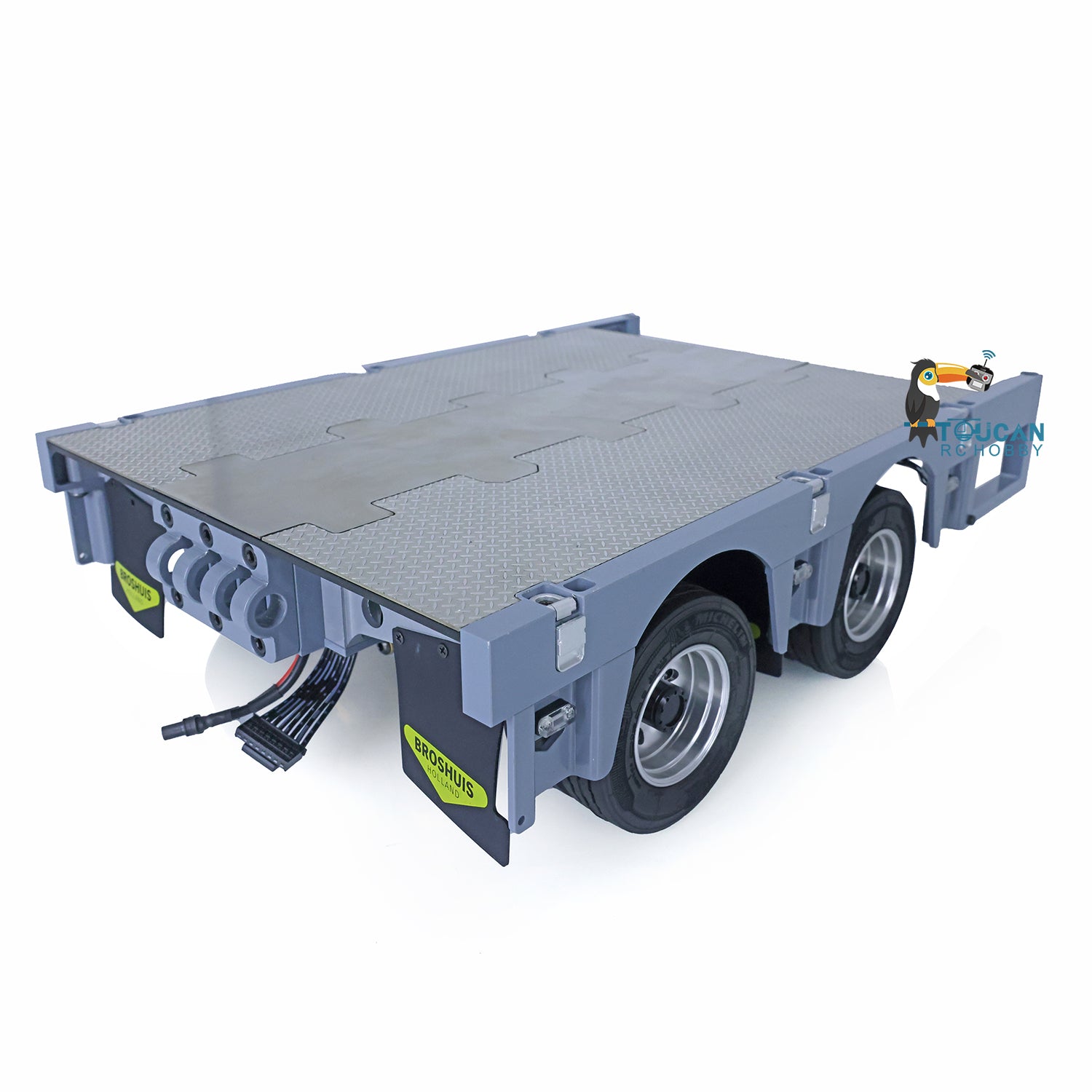 NOOXION 1/14 Scale CNC Metal Heavy Duty 5-Axle Steering Trailer with 1-Axle Module for RC Tractor Truck DIY Car Model - Remote Controlled Construction Vehicle for Off-Road Play and Professional RC Enthusiasts