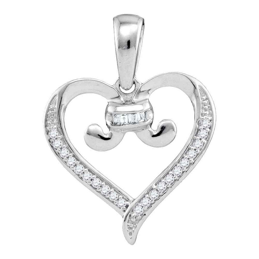 10K White Gold Women's Diamond Heart Pendant Necklace - 1/12 CTTW, Elegant Bound & Tied Design - Perfect for Valentine's Day, Anniversary Gifts & Romantic Occasions