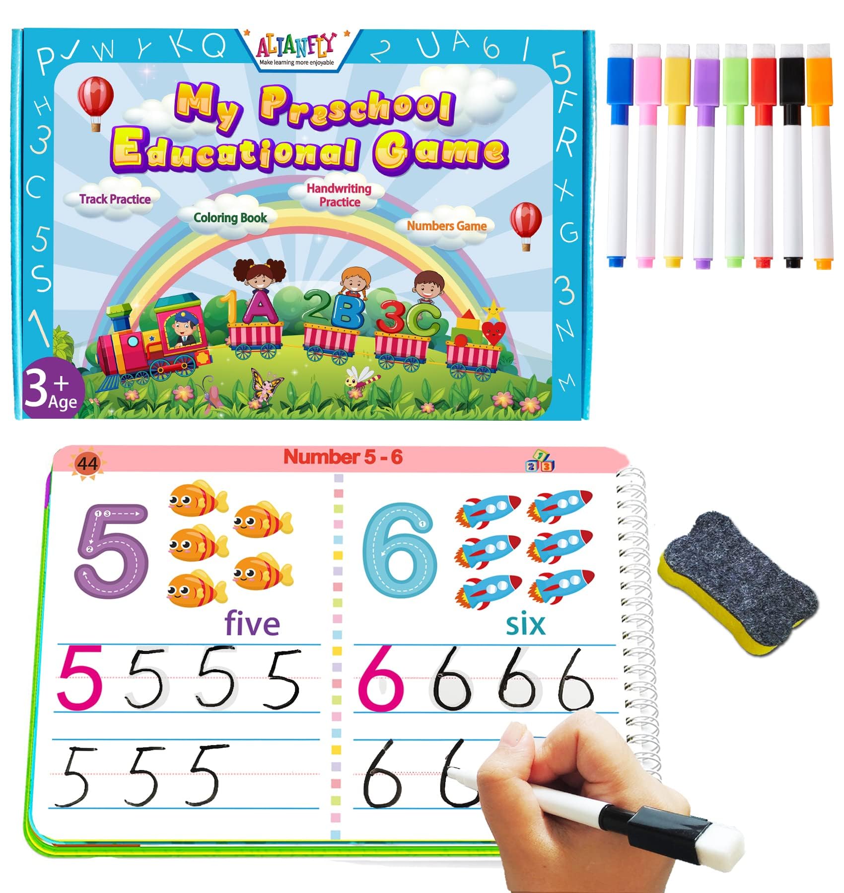 Montessori Preschool Learning Activities Workbook - ABC Letter Tracing & Handwriting Practice for Toddlers, PreK Kids | Autism Educational Toys & Busy Book for Home, Classroom & Travel Use