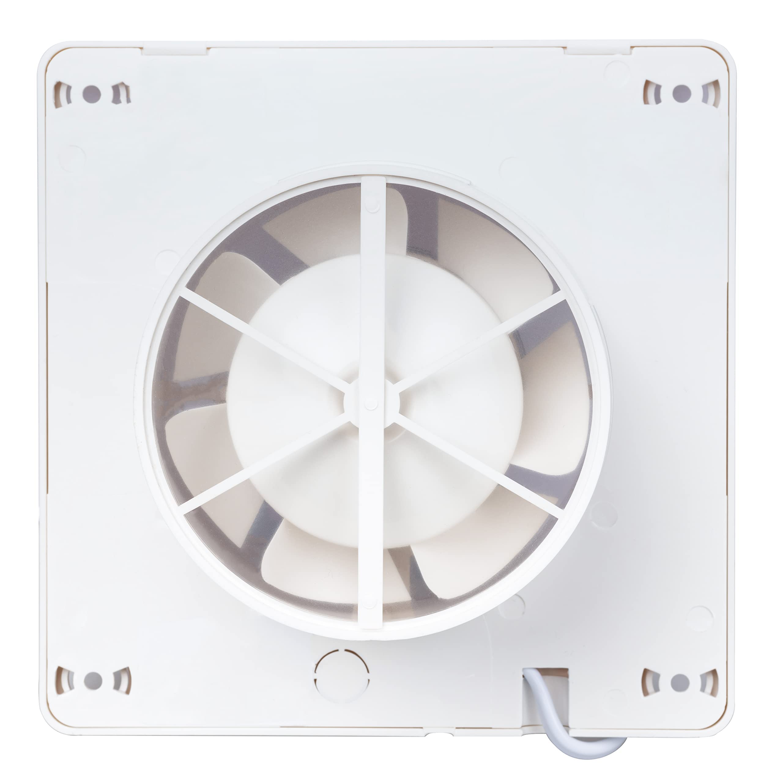 STERR White Bathroom Exhaust Fan 100mm with LED & Timer - Modern Glass Front Design - Quiet Bathroom Ventilation Fan - 10W Energy Efficient - Perfect for Bathrooms, Kitchens, and Small Spaces