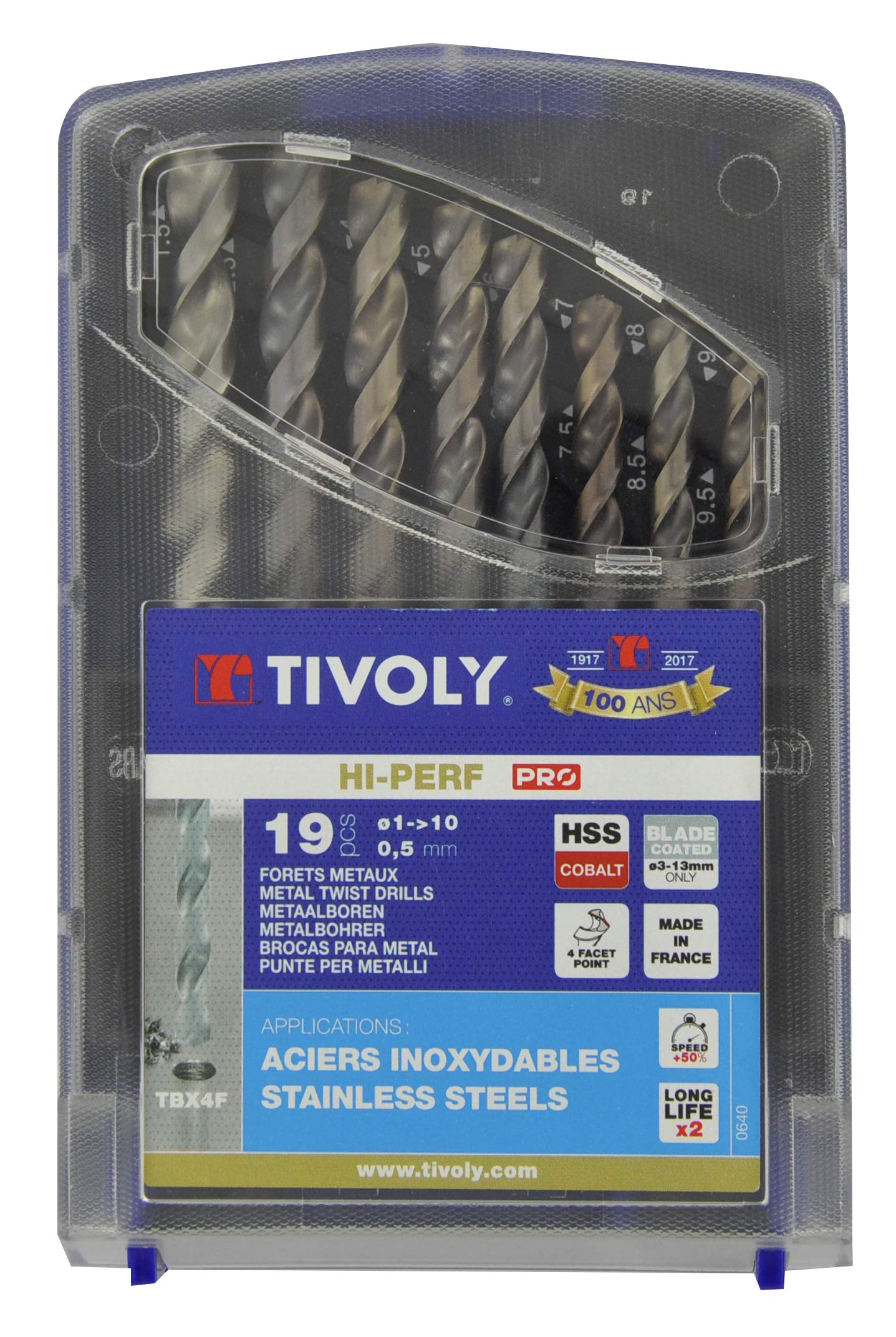 19-Piece High-Speed Steel Cobalt Drill Bit Set (HSS-Co) - 1/25