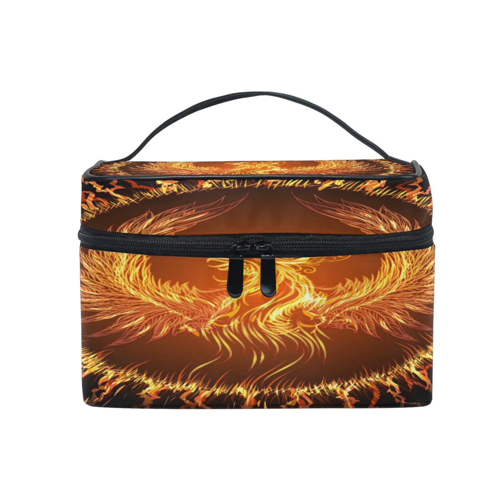 Stylish Phoenix Bird Cosmetic Bag for Women & Girls - Large Travel Makeup Organizer with Zipper, Handles & Brush Storage | Perfect Toiletry Pouch for Travel, Gym & Daily Use