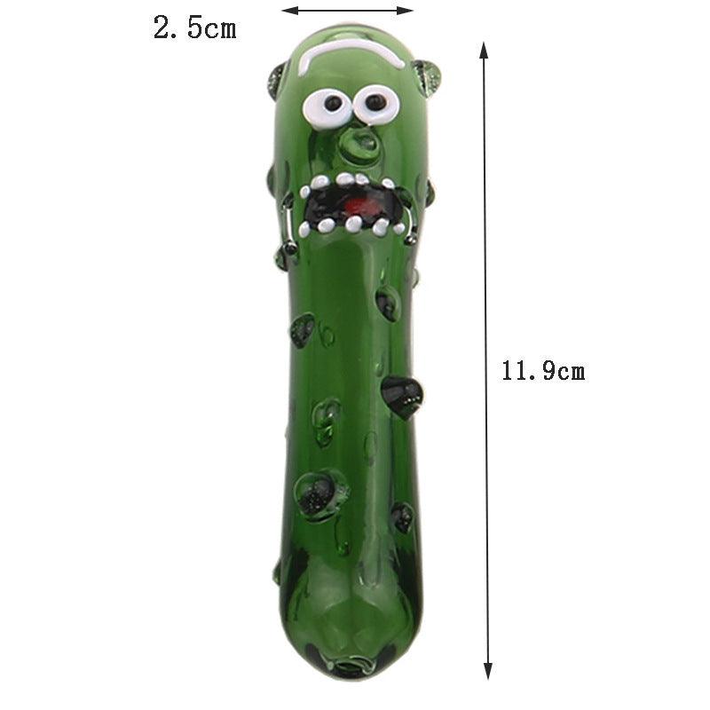 Unique Shaped Cucumber Design Cute Glass Pipe | Premium High Borosilicate Glass Smoking Set for Herbs & Tobacco | Perfect for Home Relaxation & Outdoor Adventures