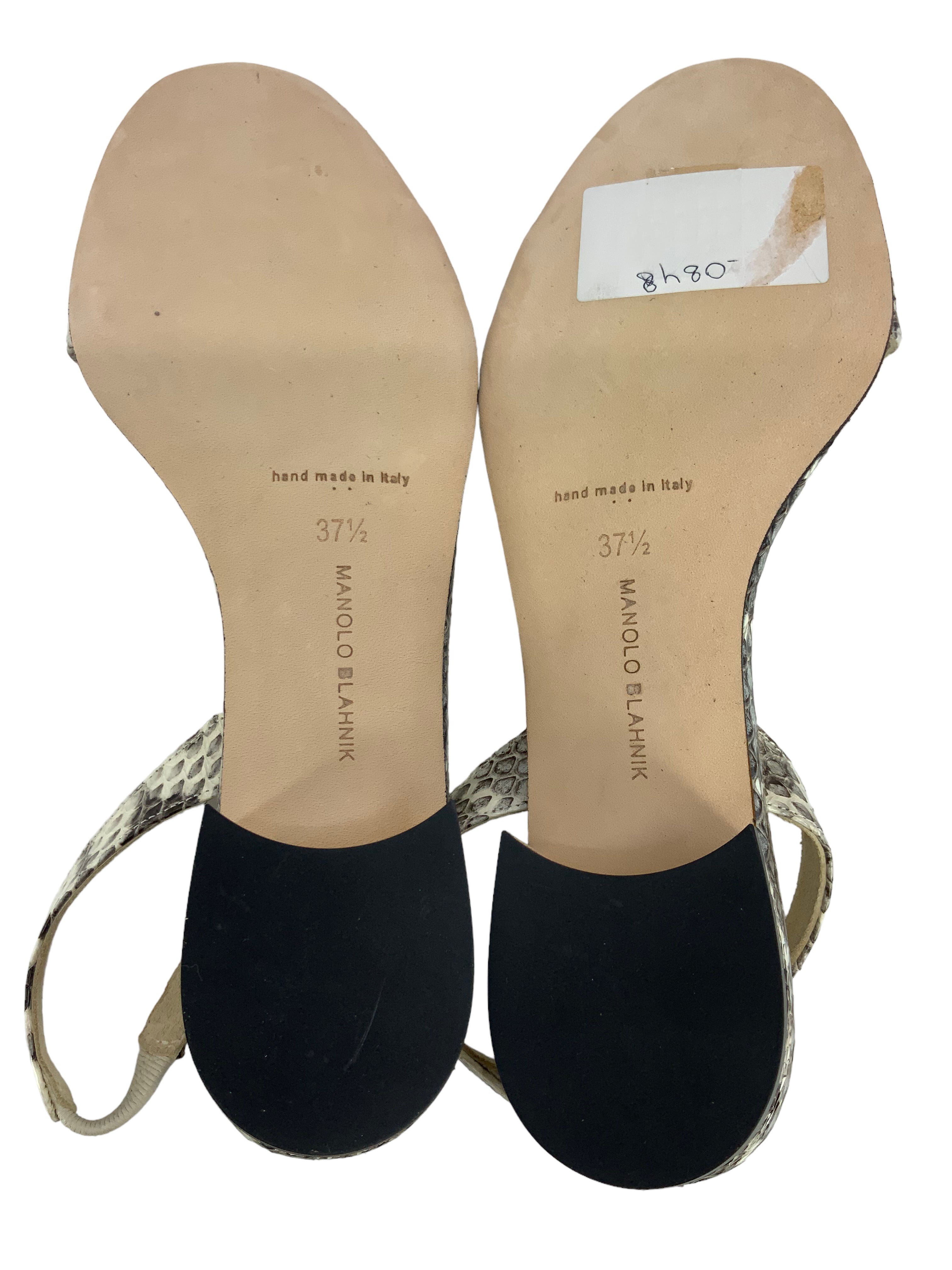MANOLO BLAHNIK Patopia Snakeskin Slingback Heels Women's Size 7.5 - Luxury Designer Shoes for Evening Parties & Special Occasions