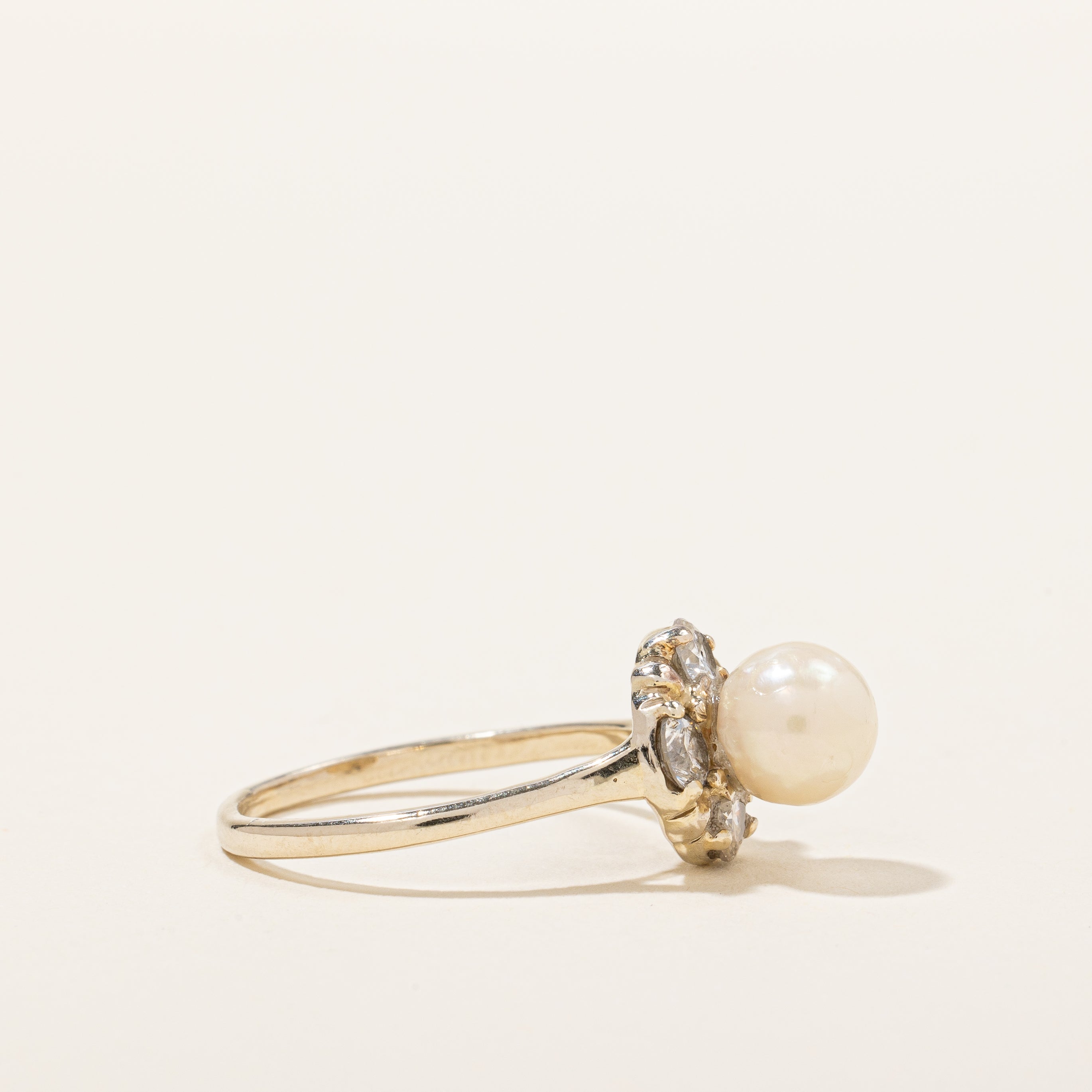Elegant 0.60ctw Pearl & Diamond Accented Ring - 6.6mm Size 6.25 - Perfect for Weddings, Anniversaries & Special Occasions