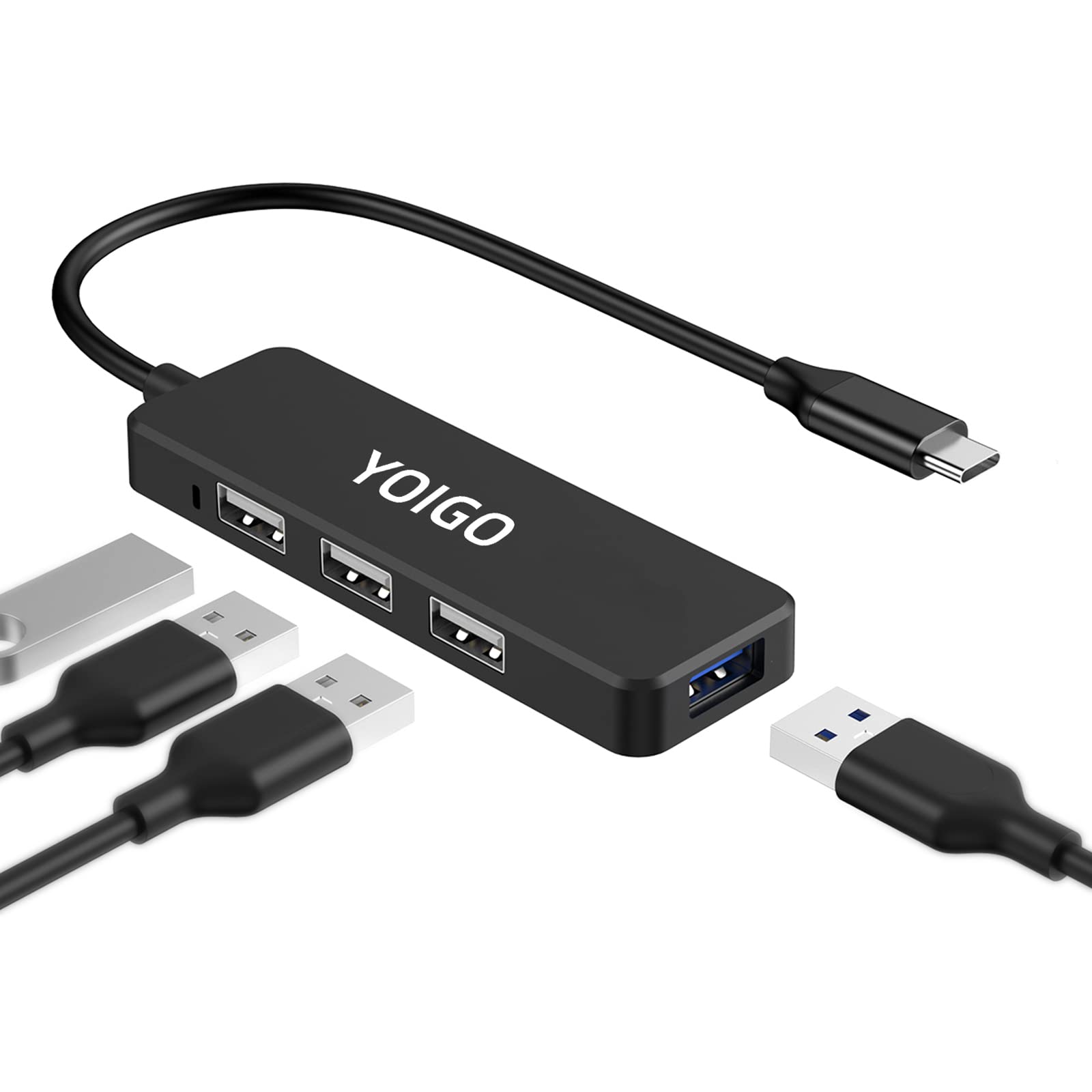 YOIGO USB C Hub 4-in-1 Adapter - USB 3.1 to USB 3.0/2.0 Converter for MacBook Pro, Laptop - Portable Type-C Docking Station for Work, Travel & Home Office