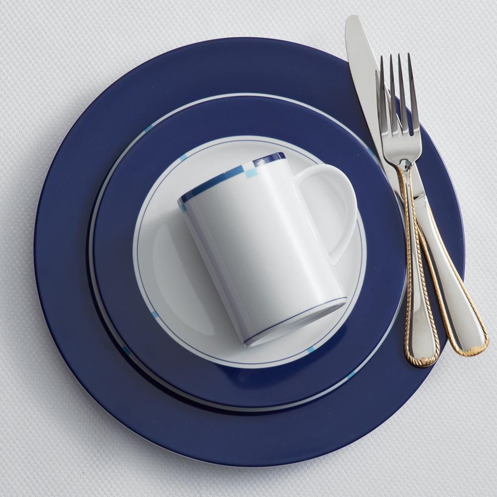 Jet Set Blue Accent Salad Plate - Elegant Dinnerware for Entertaining, Home Decor & Special Occasions | Perfect for Weddings, Parties & Everyday Use